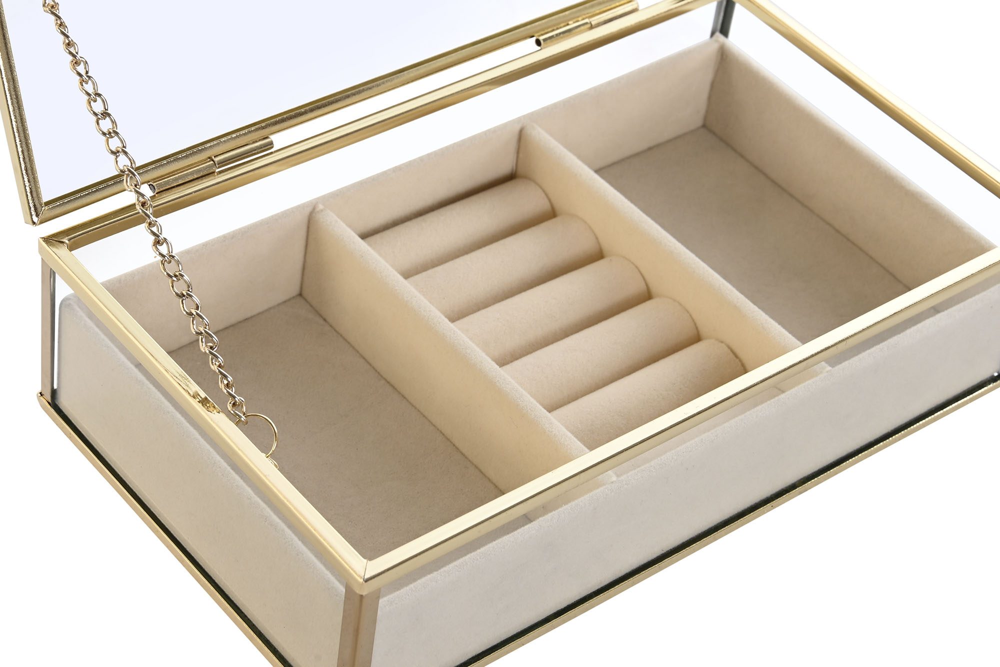 JOYERO METAL CRISTAL 21X13X5,5 DORADO 2