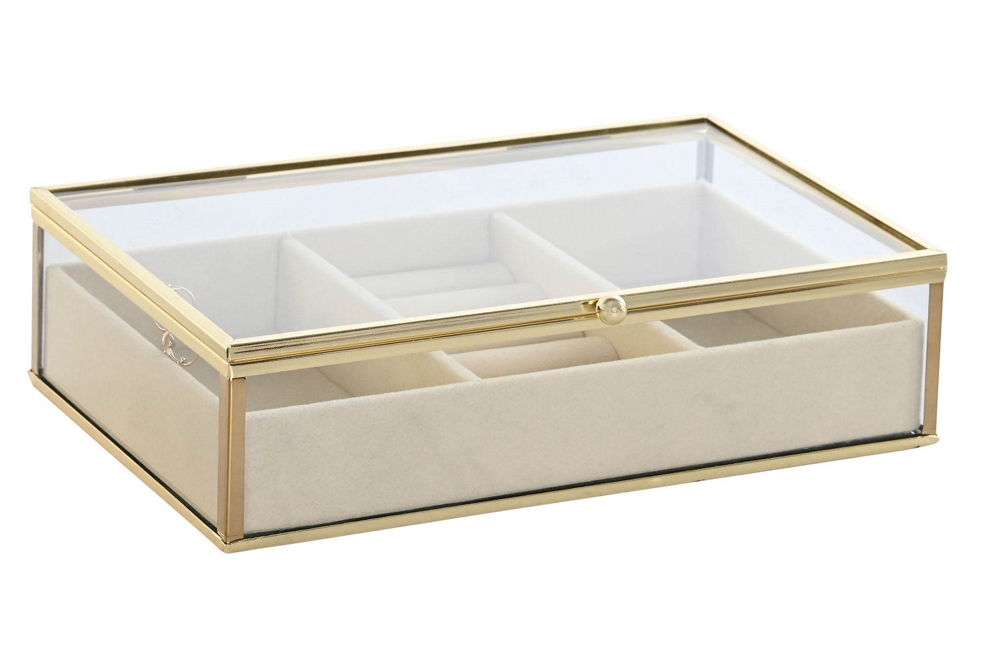 JOYERO METAL CRISTAL 21X13X5,5 DORADO 3