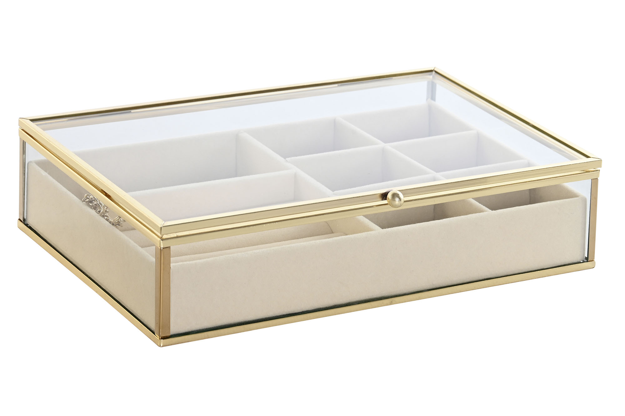 JOYERO METAL CRISTAL 24X14X6 DORADO 3