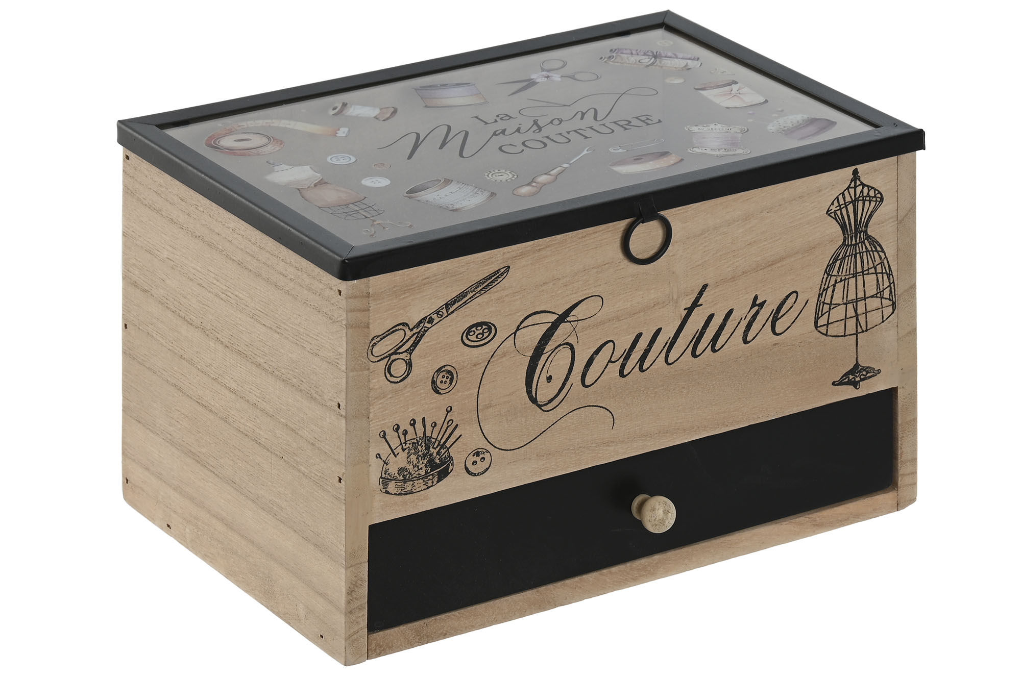 COSTURERO MDF CRISTAL 24X15X15CM CAJON