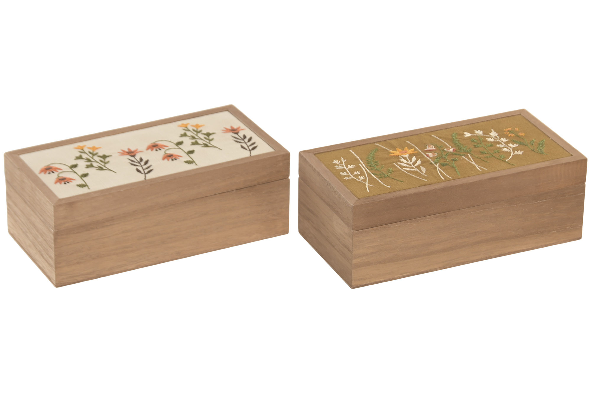 CAJA MADERA 22X11X8 FLORES BLANCA