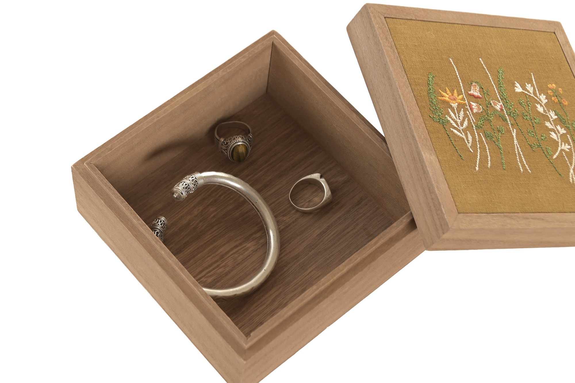 CAJA MADERA 15X15X8 FLORES VERDE 2