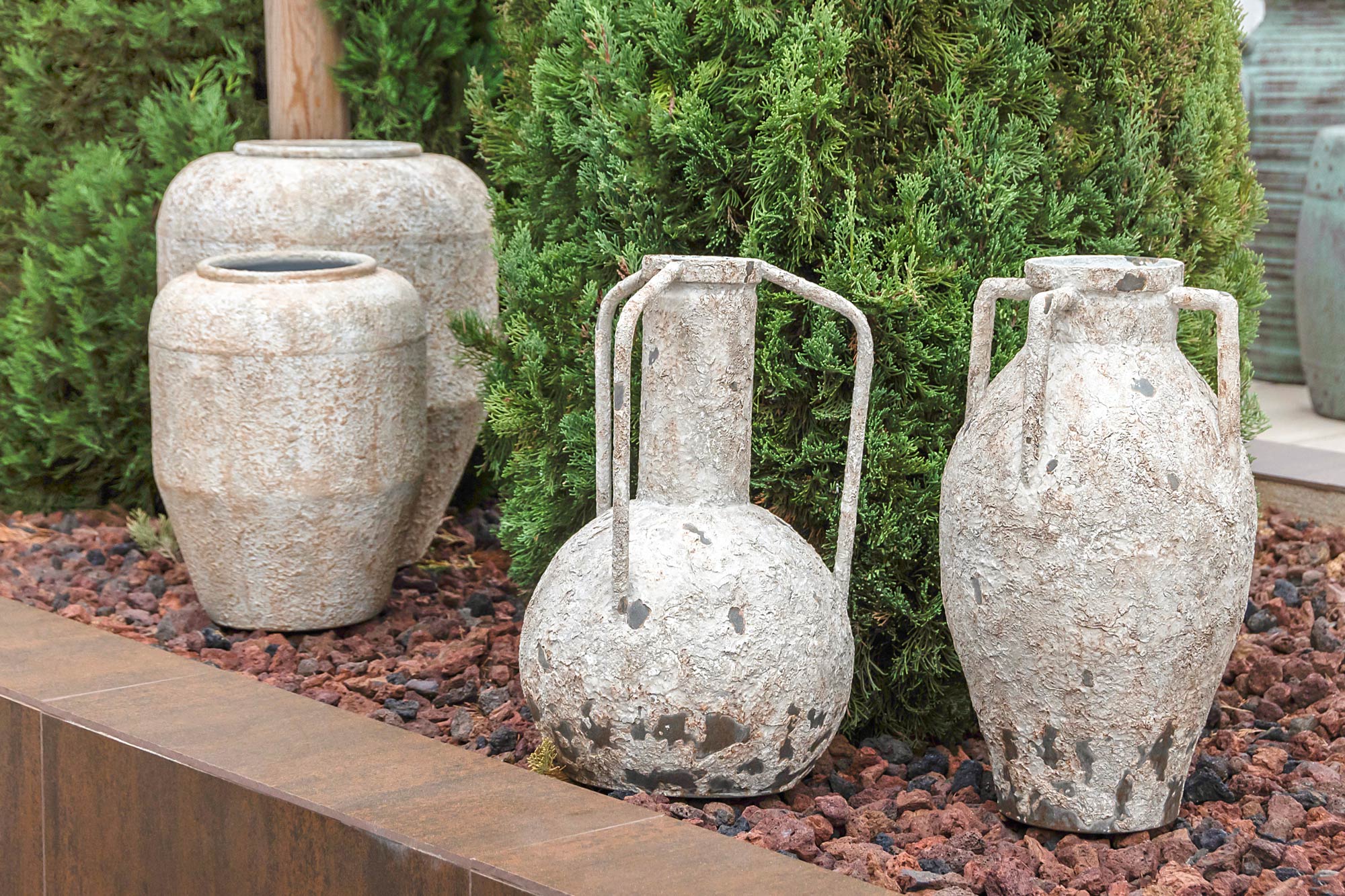 JARRON METAL 21X21X37,5 ENVEJECIDO BLANCO 2