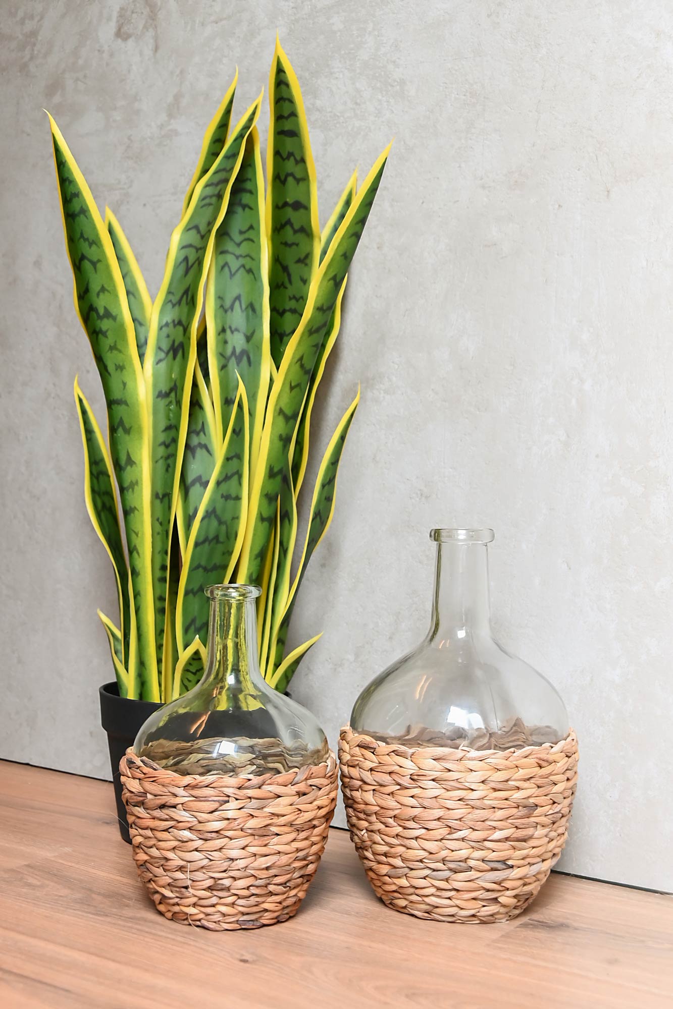 JARRON CRISTAL FIBRA 19X19X30,5 3400ML NATURAL 2
