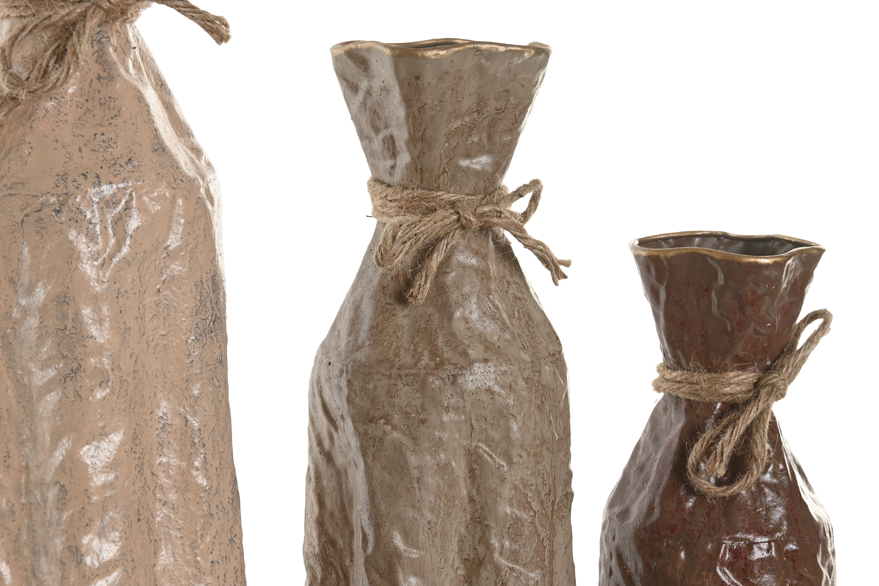 JARRON  METAL CUERDA 17X17X54CM  RUGOSO TOPO 2