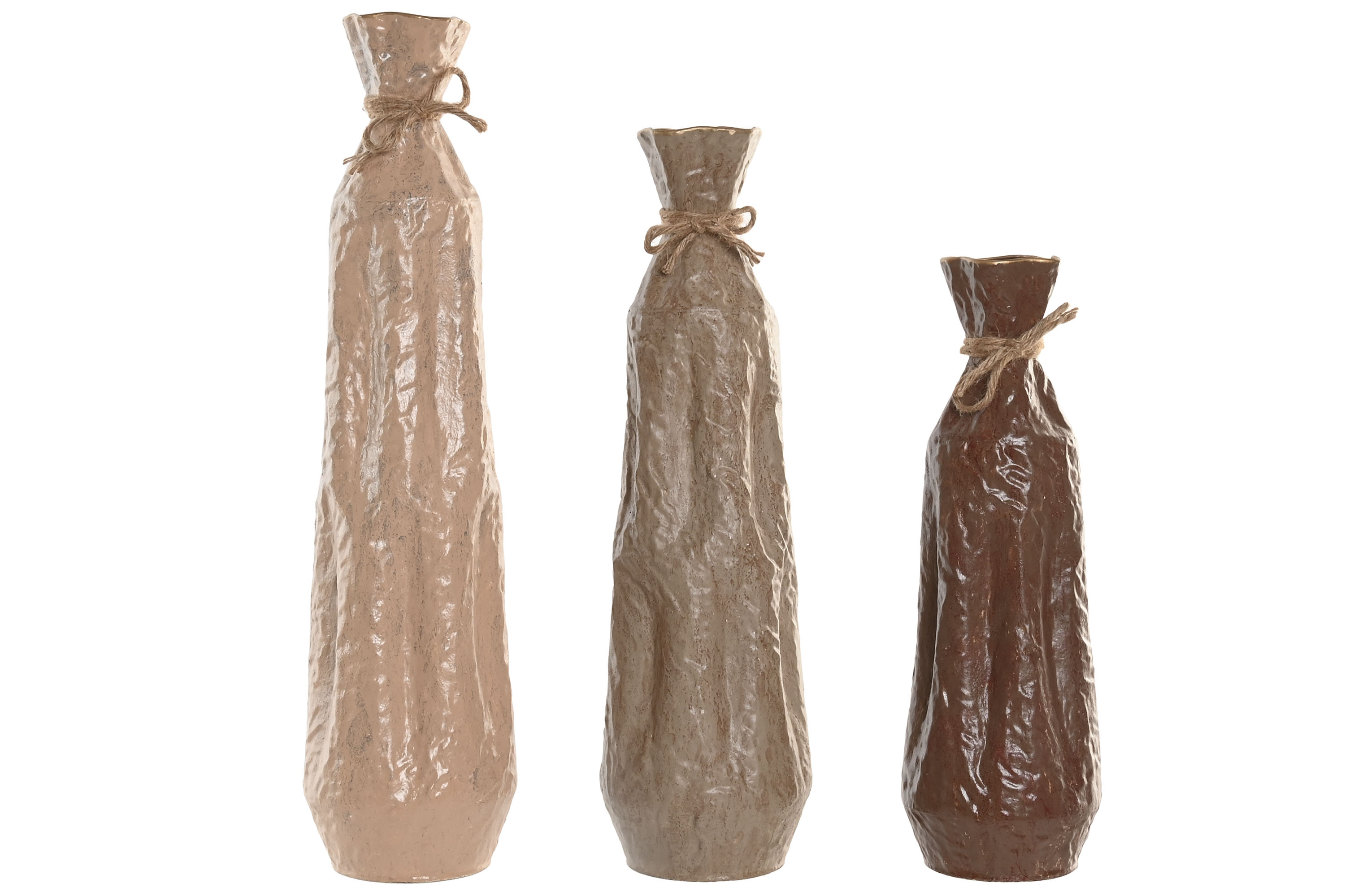 JARRON  METAL CUERDA 17X17X54CM  RUGOSO TOPO