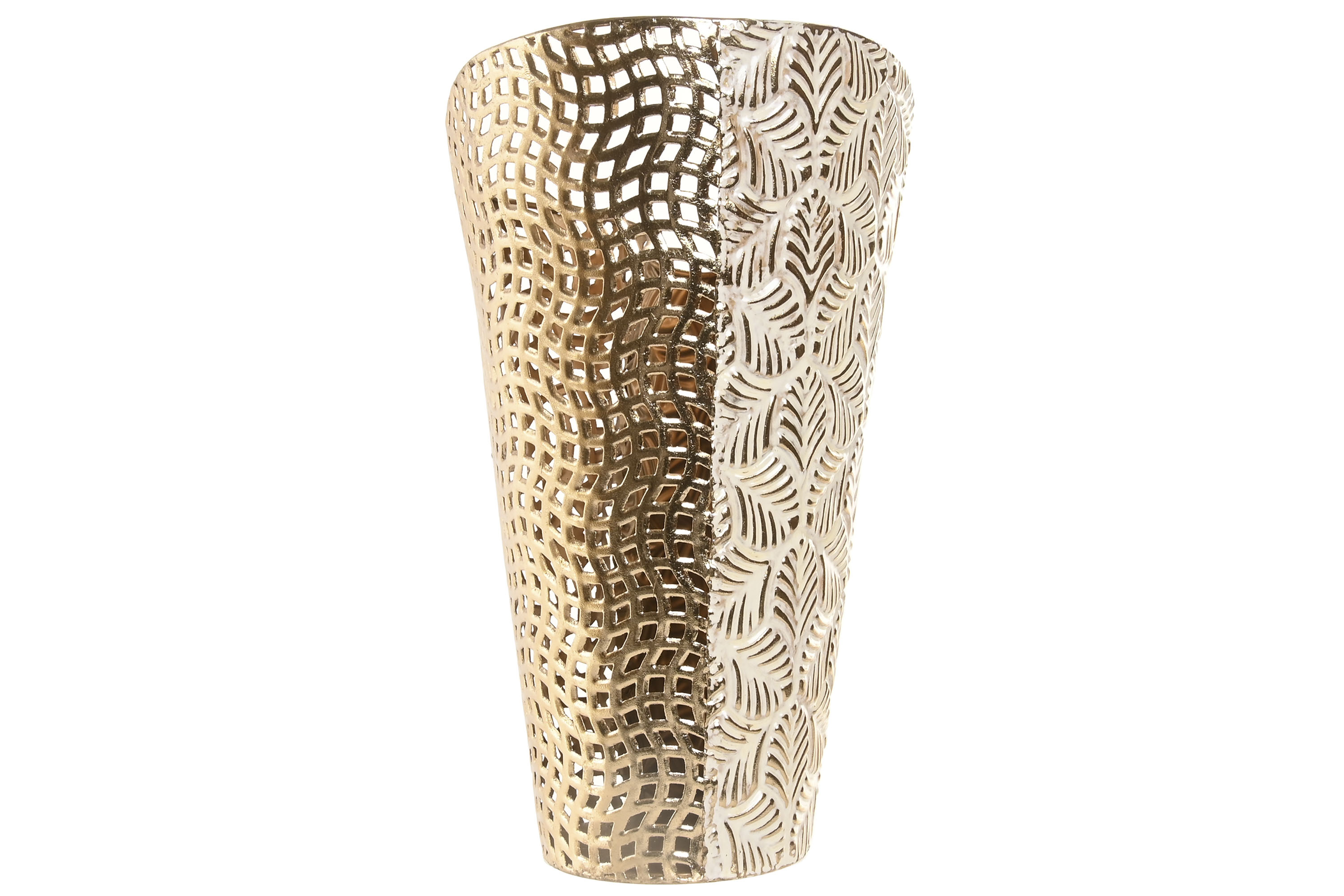 JARRON METAL 27X27X57CM DORADO 3