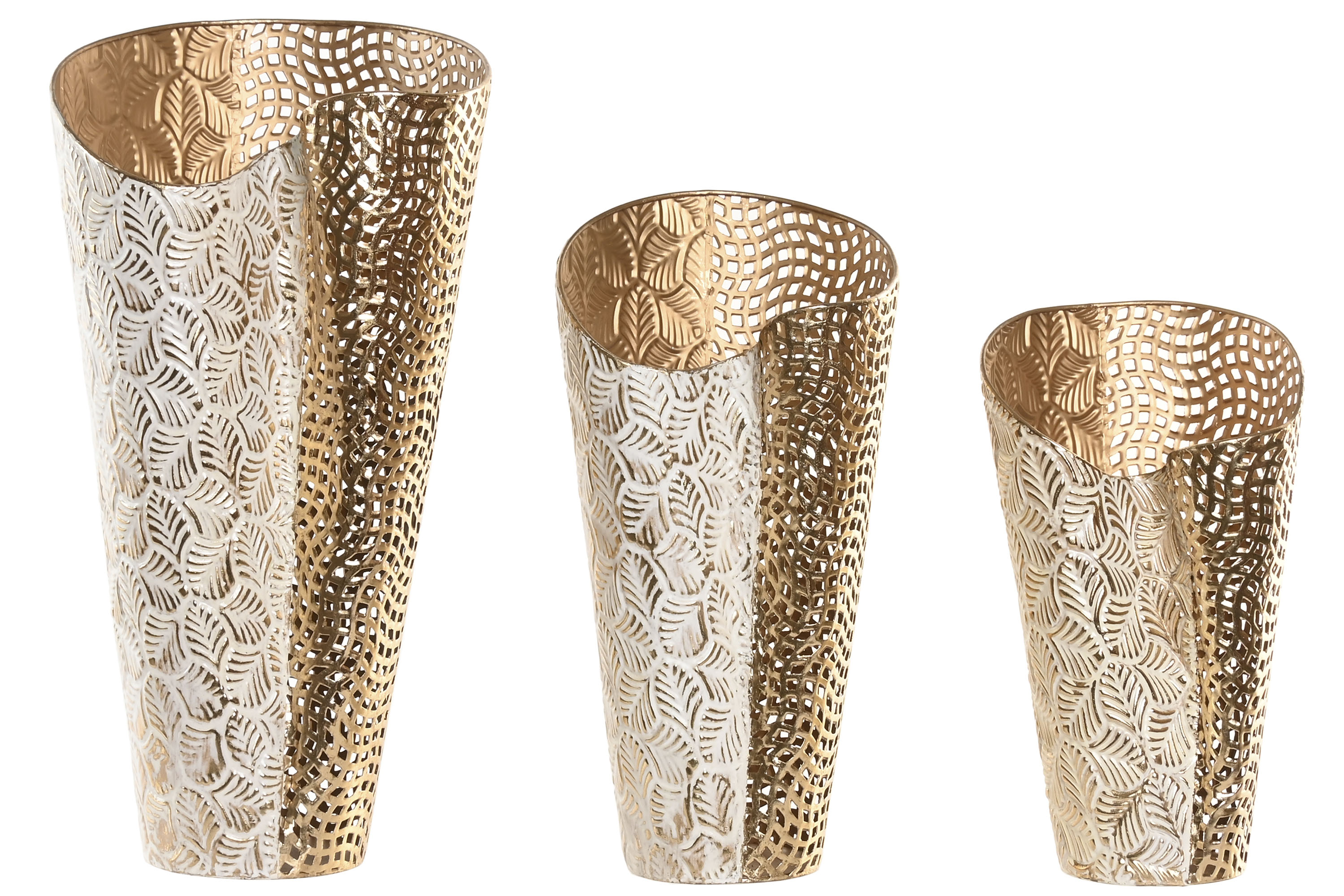 JARRON METAL 27X27X57CM DORADO