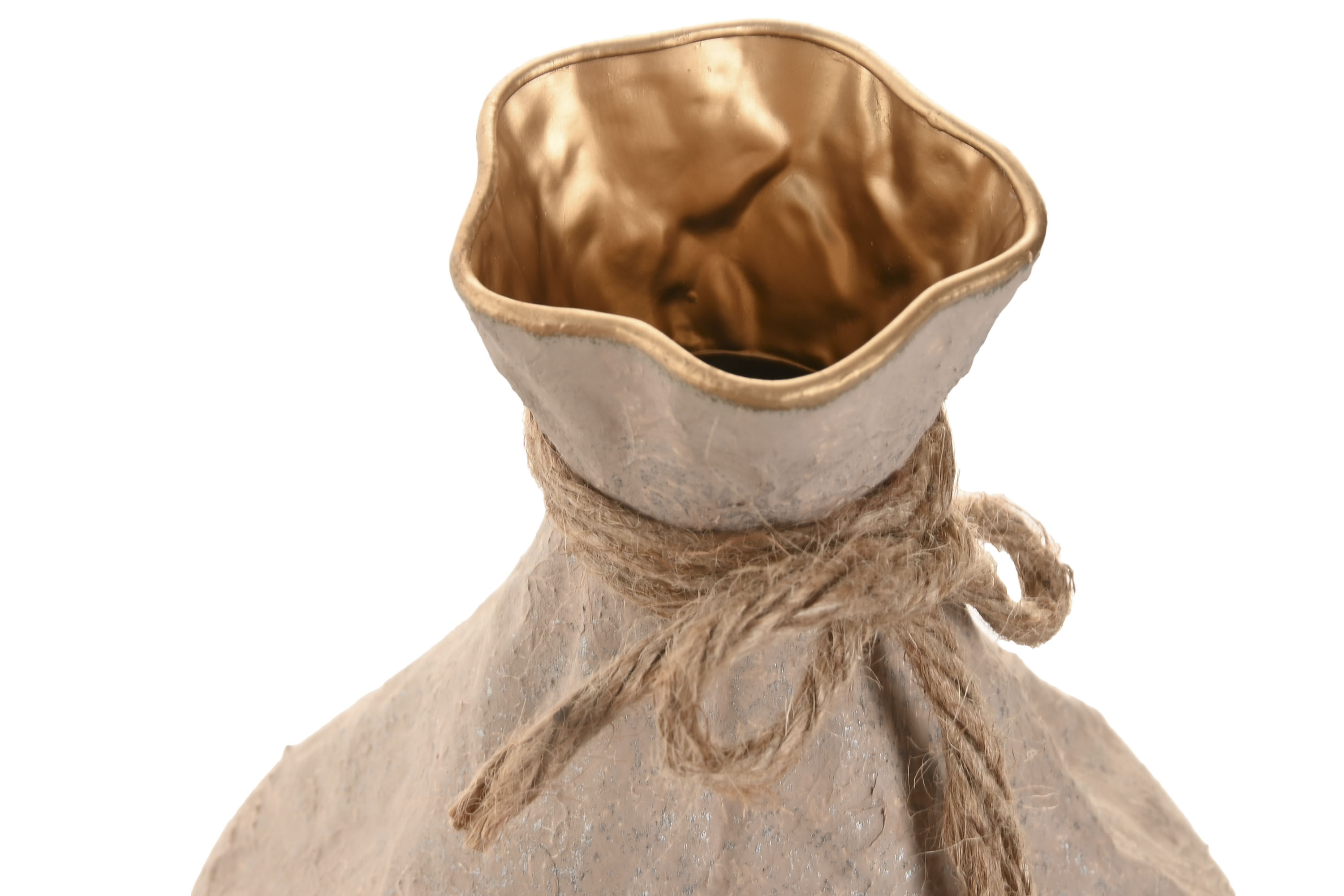 JARRON  METAL CUERDA 23X23X28 CM BEIGE 3