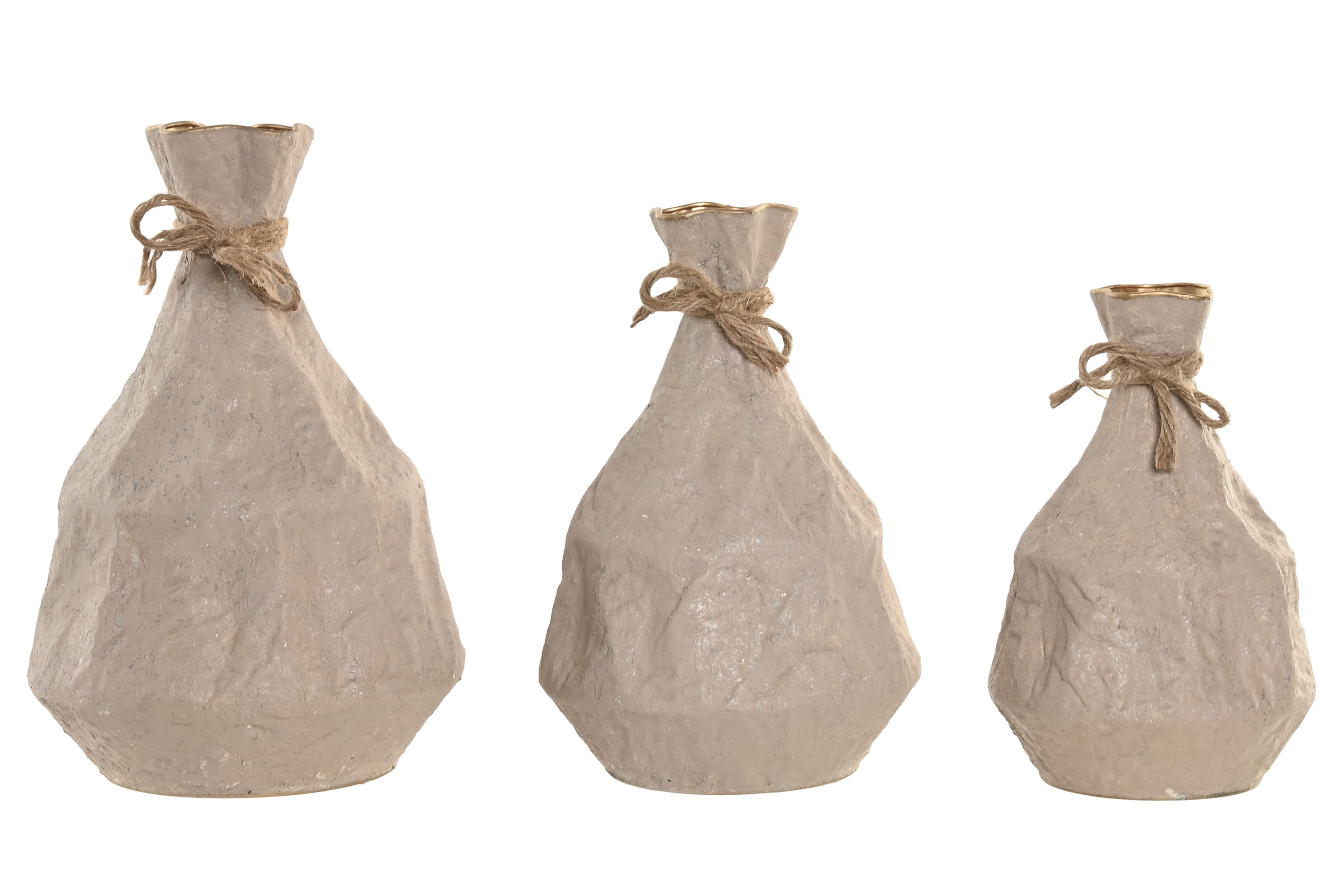 JARRON  METAL CUERDA 23X23X28 CM BEIGE