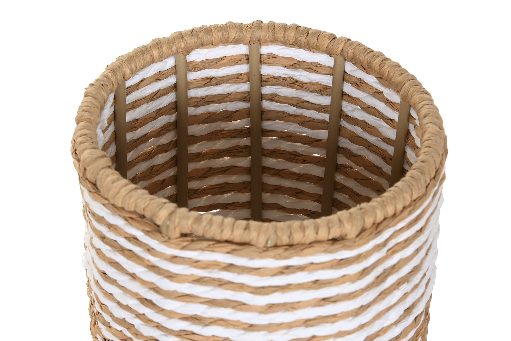 JARRON FIBRA METAL 26X26X72 NATURAL MARRON 4