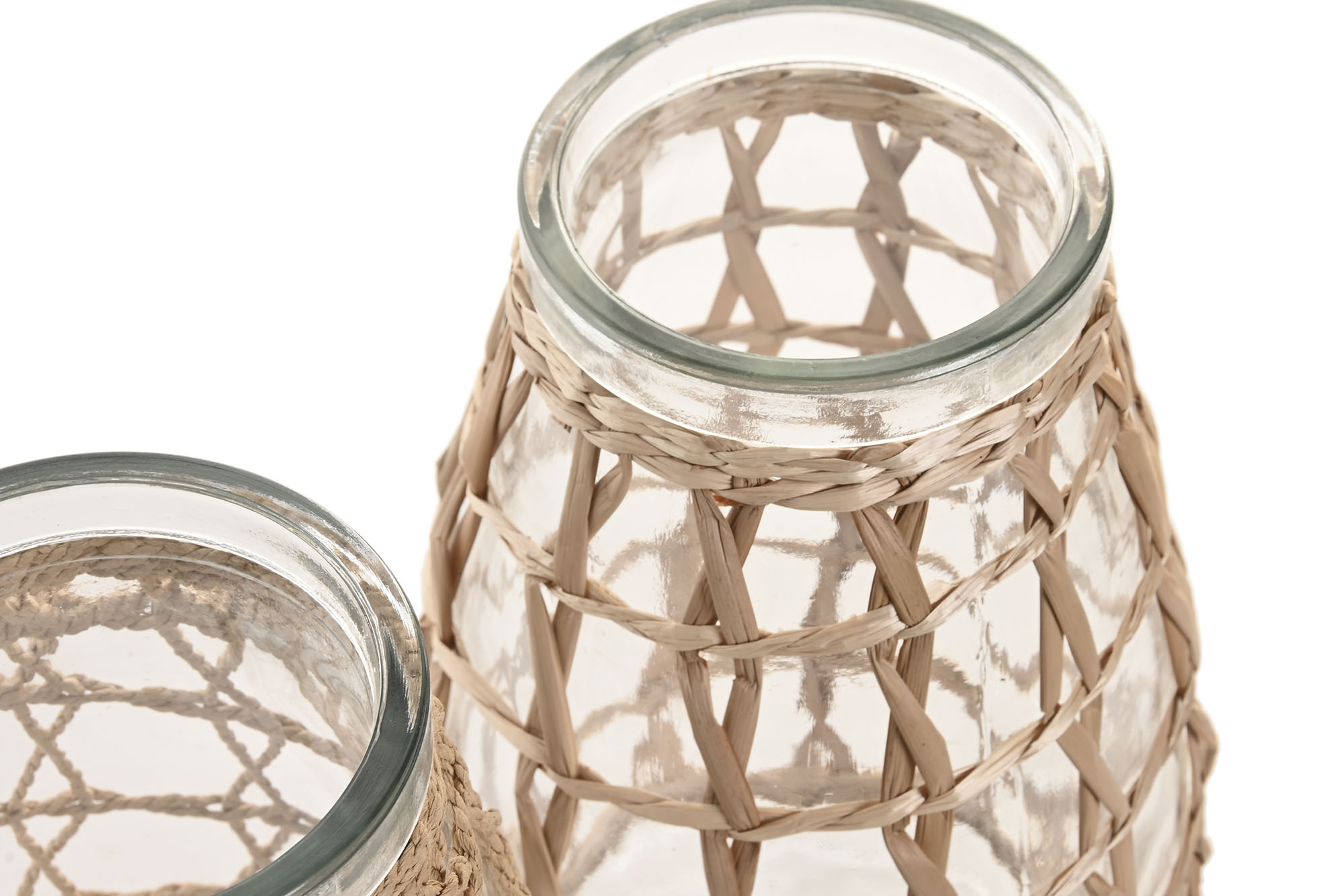 JARRON CRISTAL MIMBRE 16X16X27 NATURAL CUERDA 3