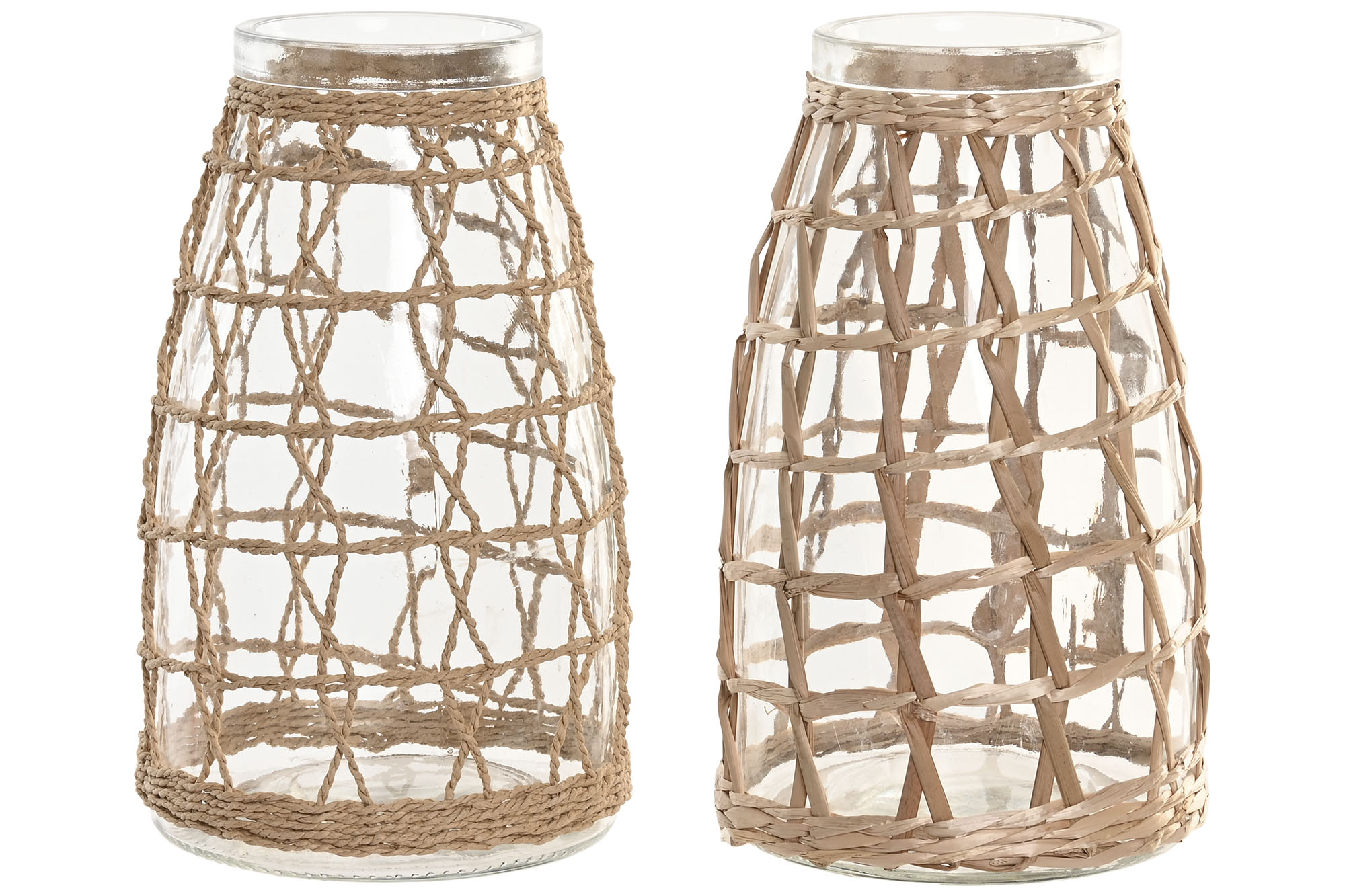 JARRON CRISTAL MIMBRE 16X16X27 NATURAL CUERDA