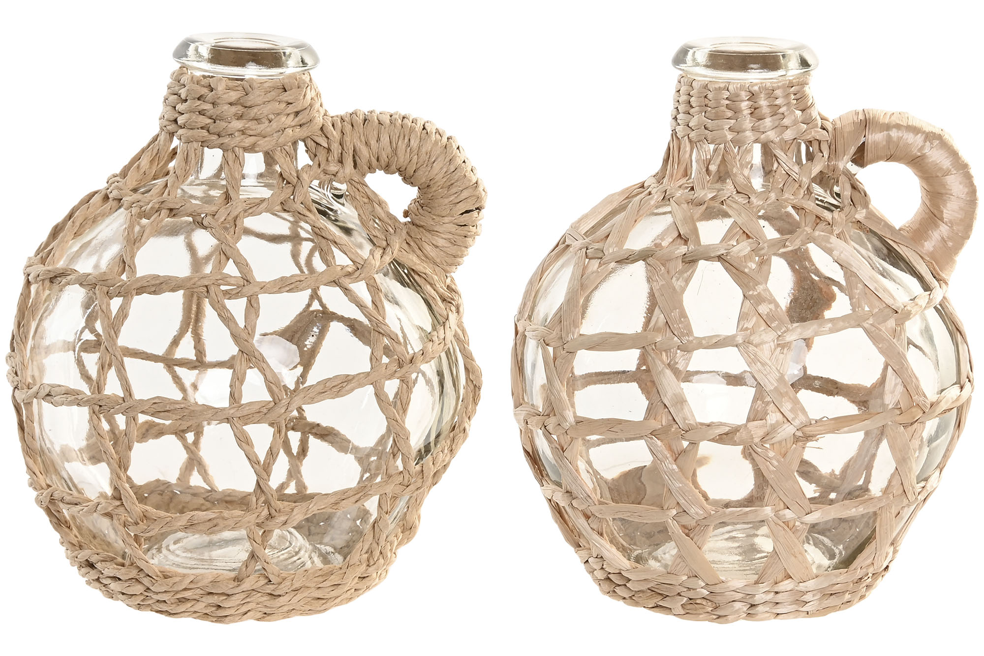 JARRON CRISTAL FIBRA 13X13X17 BOTELLA CUERDA