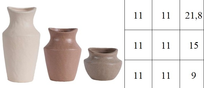 JARRON SET 3 GRES 11X11X21,8 ORGANICO CRUDO 2