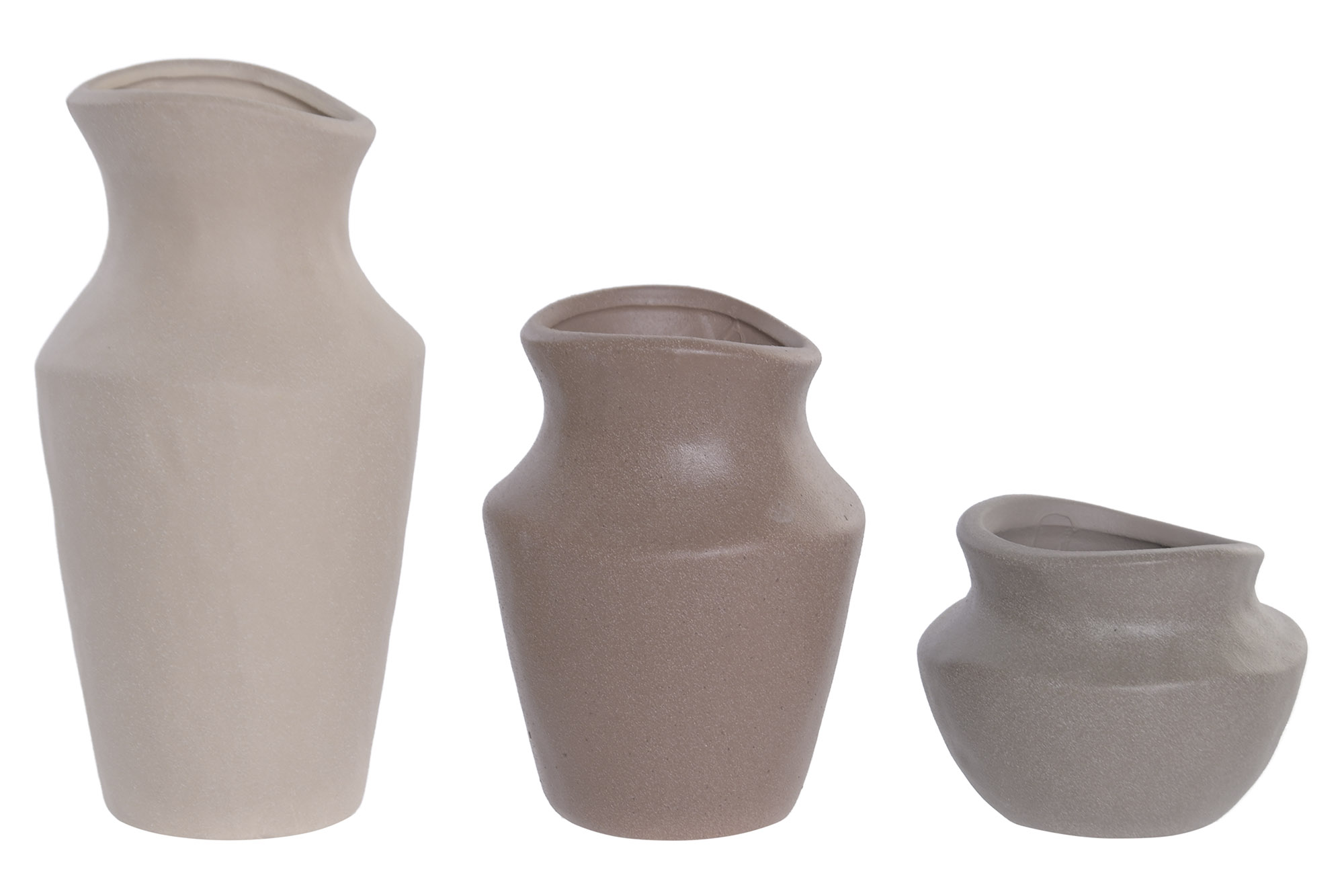 JARRON SET 3 GRES 11X11X21,8 ORGANICO CRUDO