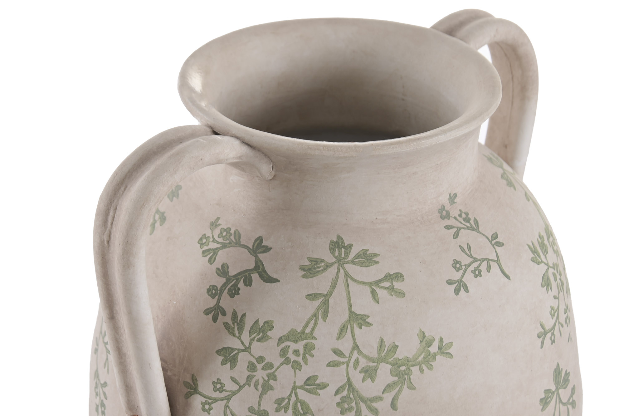 JARRON TERRACOTA 26X23X41 FLORAL ARTESANAL BLANCO 3