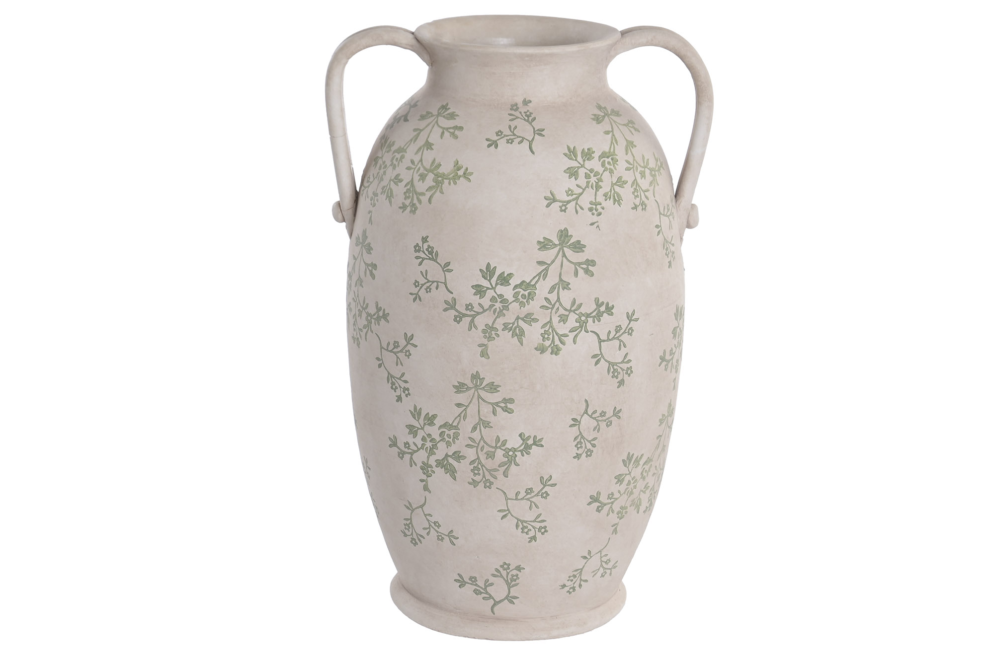 JARRON TERRACOTA 26X23X41 FLORAL ARTESANAL BLANCO