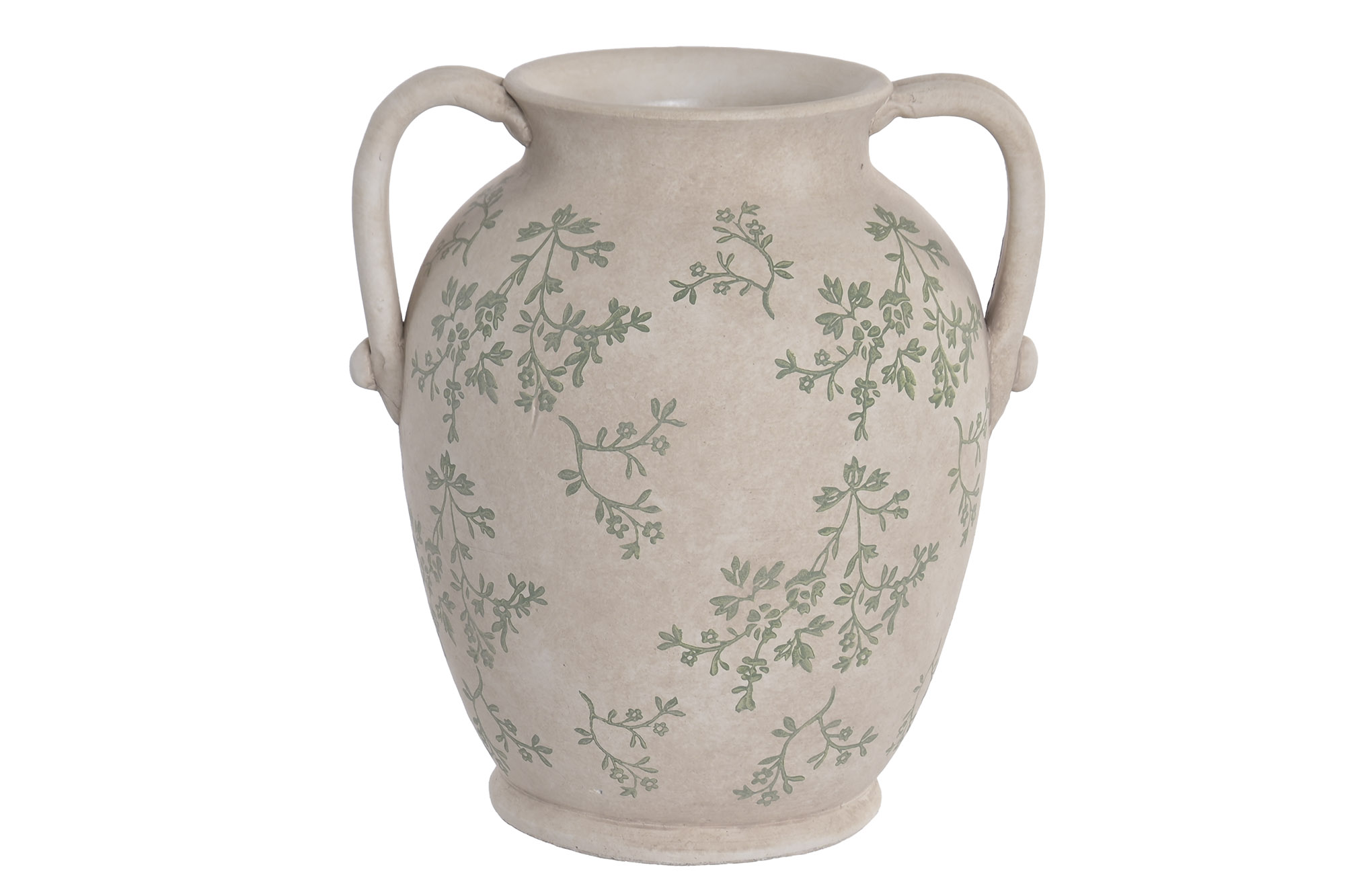 JARRON TERRACOTA 21X18X24 FLORAL ARTESANAL BLANCO