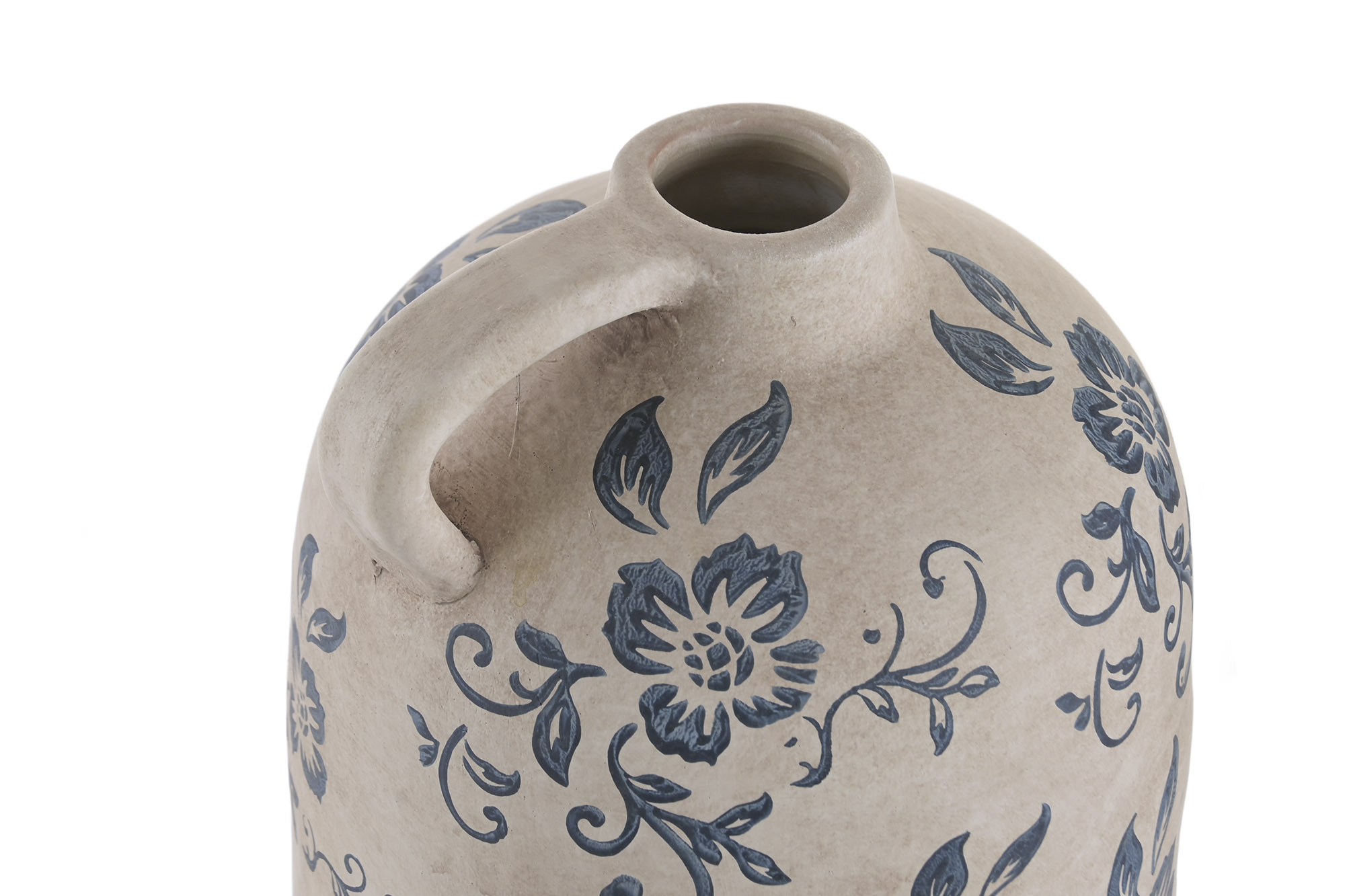 JARRON TERRACOTA 20X20X50 FLORAL ARTESANAL BLANCO 2