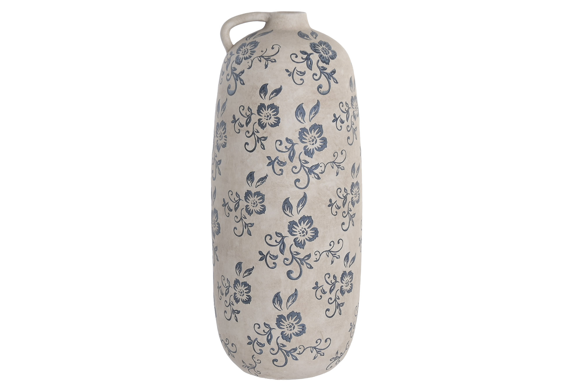 JARRON TERRACOTA 20X20X50 FLORAL ARTESANAL BLANCO