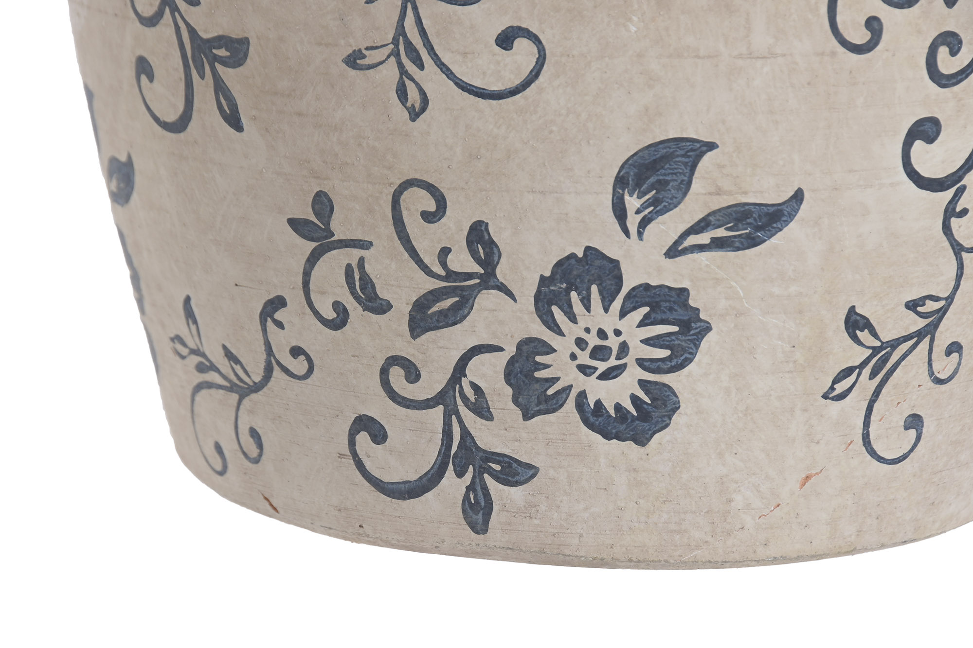 JARRON TERRACOTA 20X20X20 FLORAL ARTESANAL BLANCO 4
