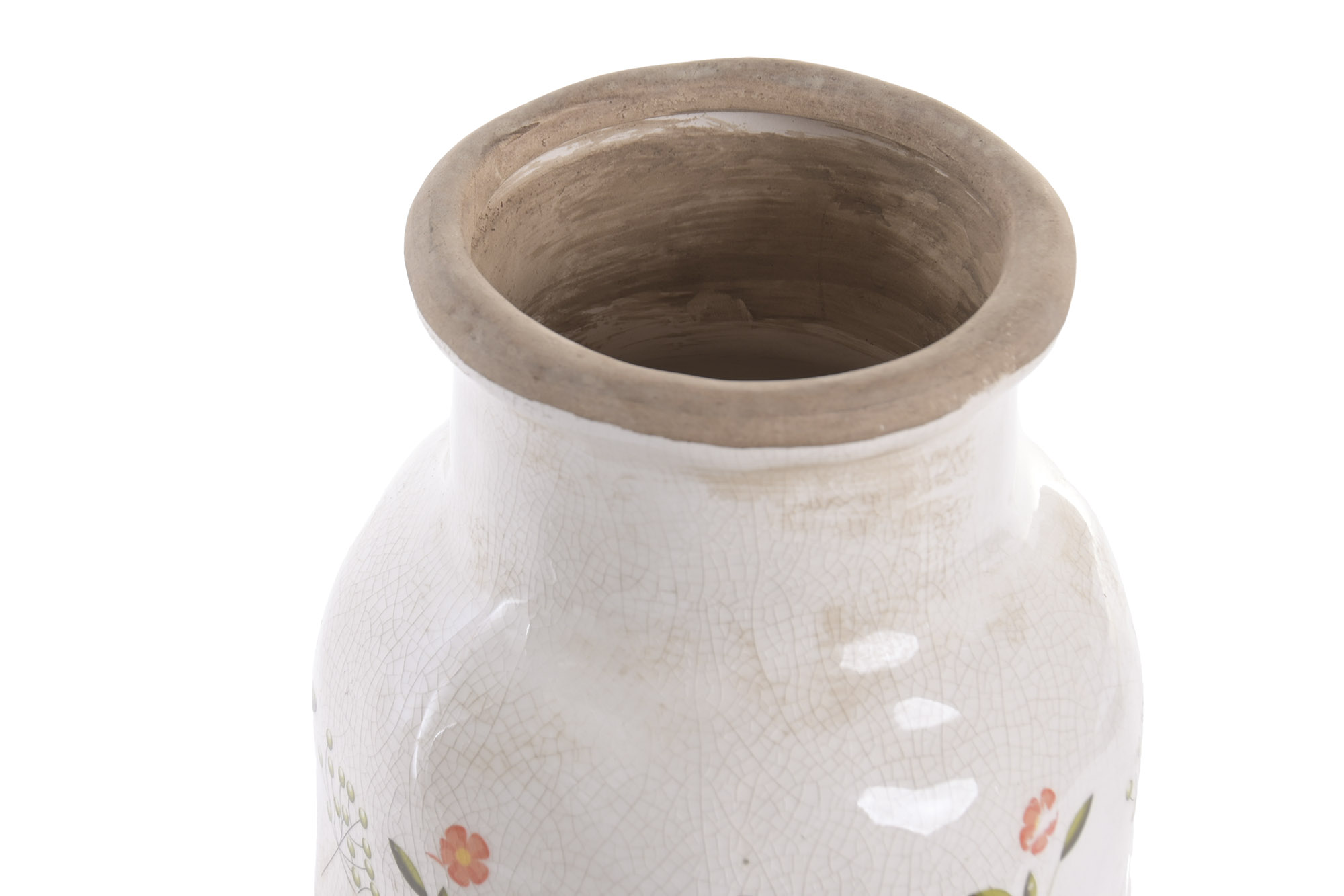 JARRON GRES 15X15X31,5 FLORECITAS CRAQUELADO CREMA 3