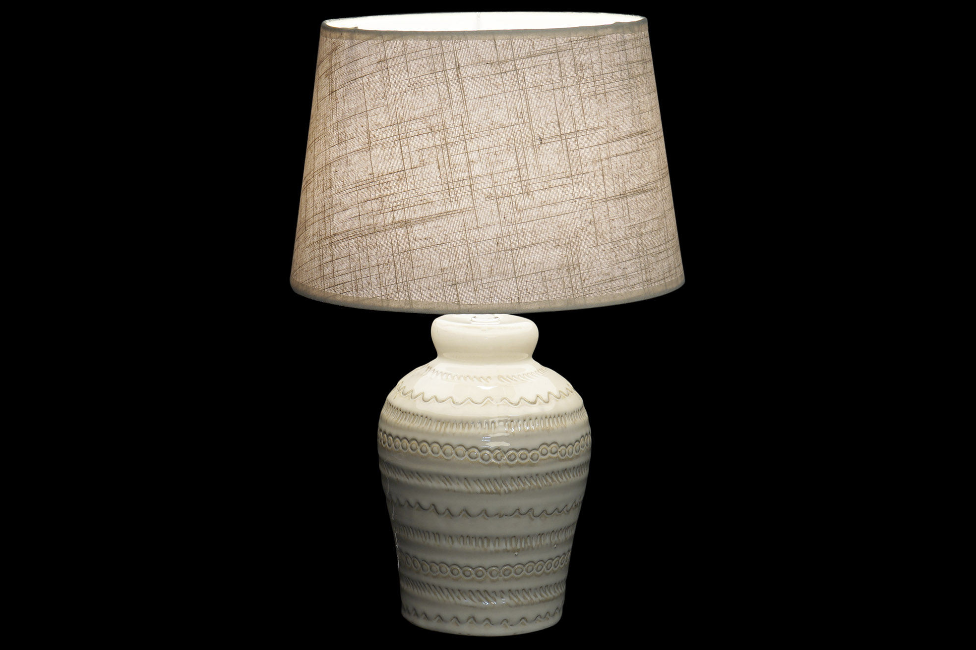 LAMPARA SOBREMESA GRES LINO 27X27X42,5 BEIGE 2