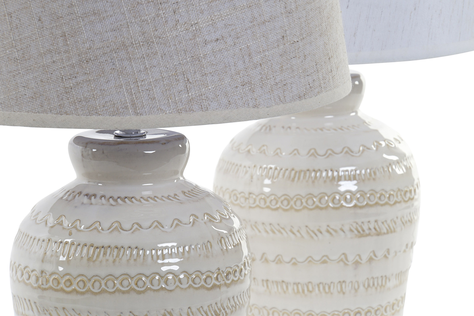 LAMPARA SOBREMESA GRES LINO 27X27X42,5 BEIGE 3