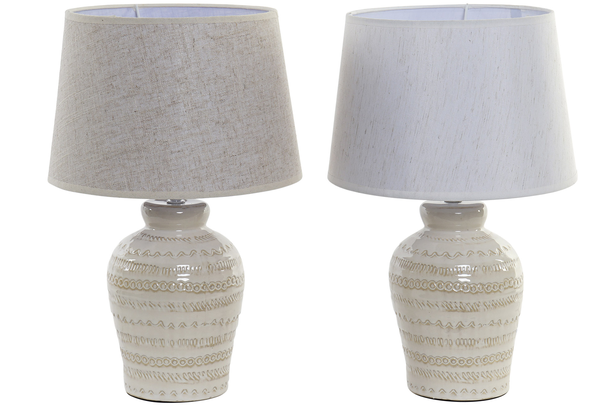 LAMPARA SOBREMESA GRES LINO 27X27X42,5 BEIGE