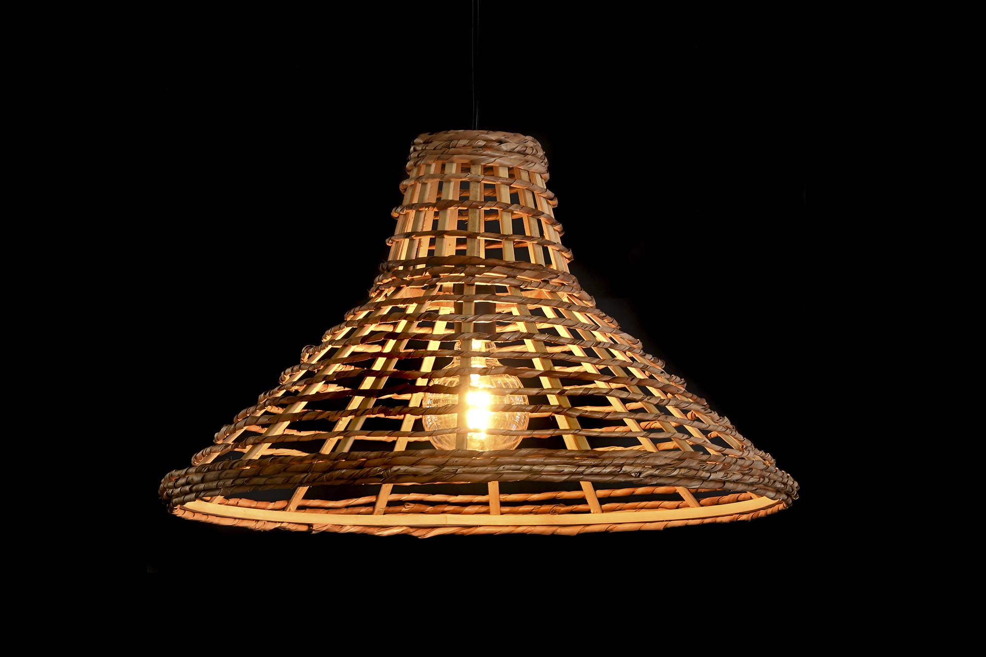 LAMPARA TECHO RATAN 56X56X34 NATURAL MARRON 2