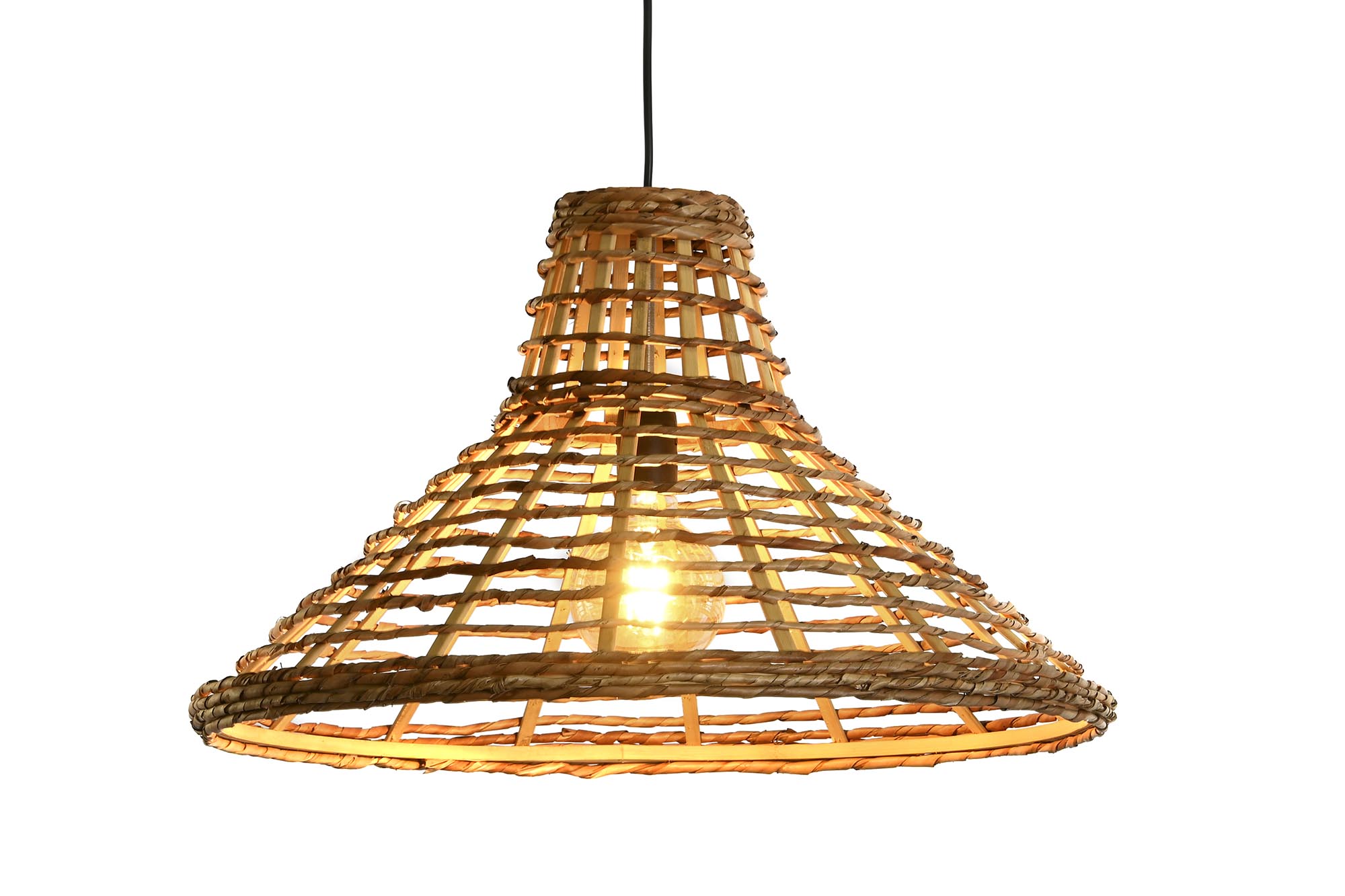 LAMPARA TECHO RATAN 56X56X34 NATURAL MARRON