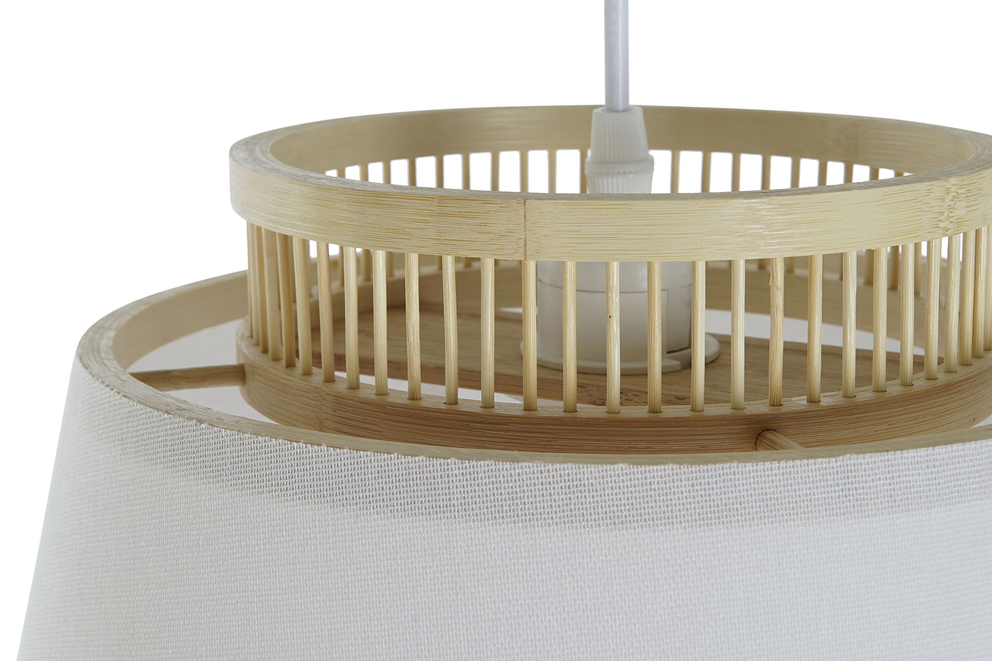 LAMPARA TECHO BAMBU POLIESTER 30X30X20 BLANCO 3