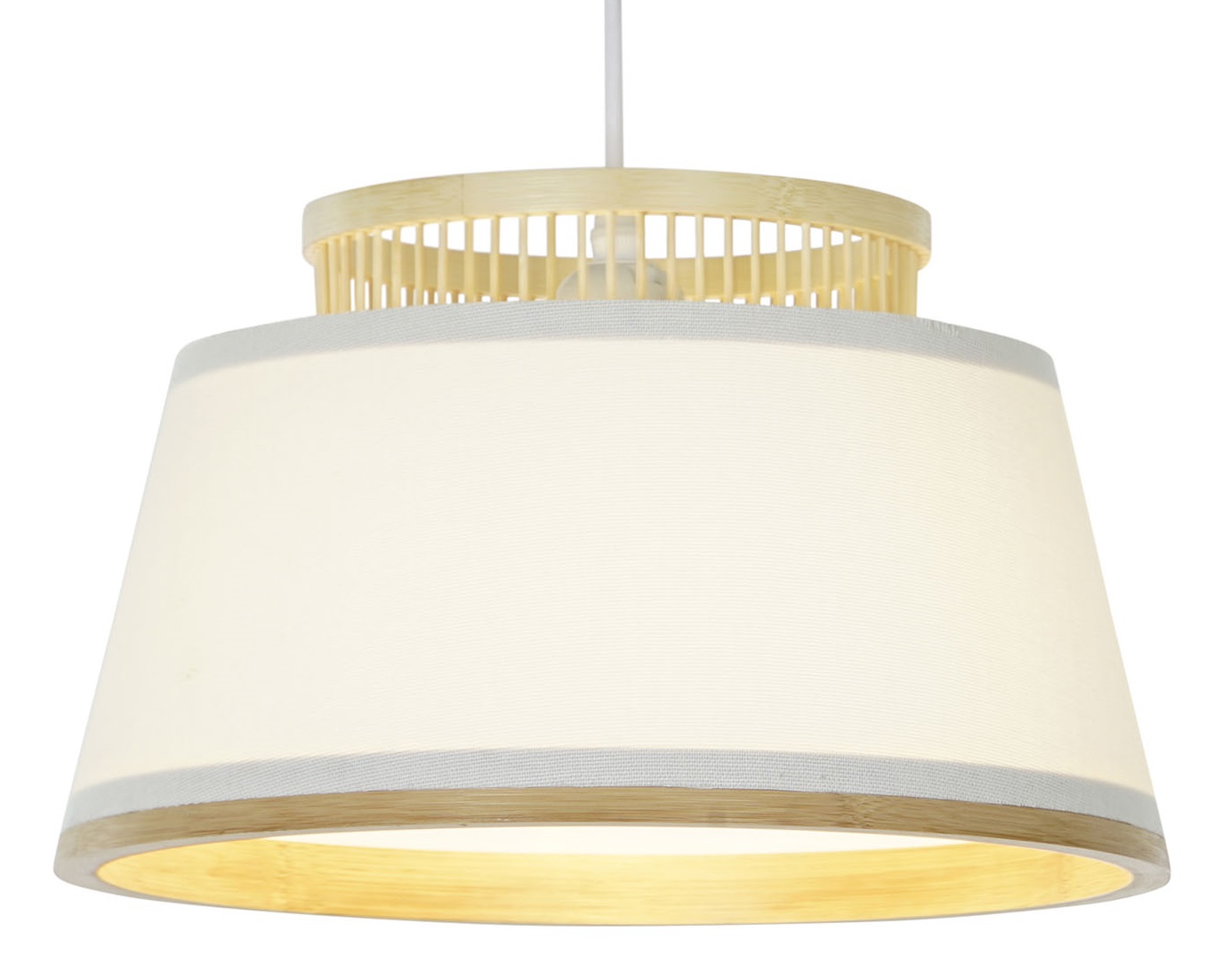 LAMPARA TECHO BAMBU POLIESTER 30X30X20 BLANCO