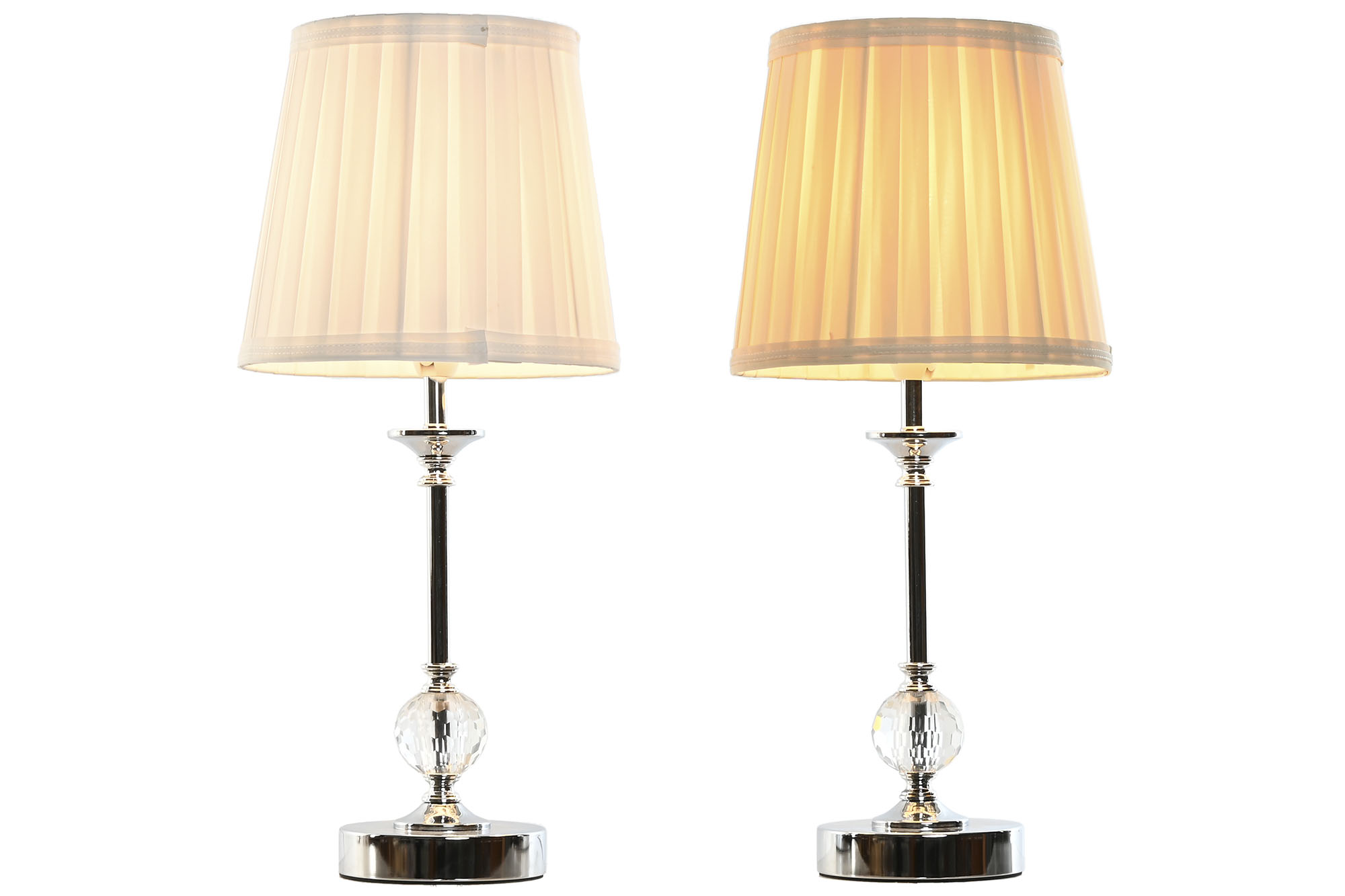 LAMPARA SOBREMESA METAL ACRILICO 20X20X46CM BEIGE