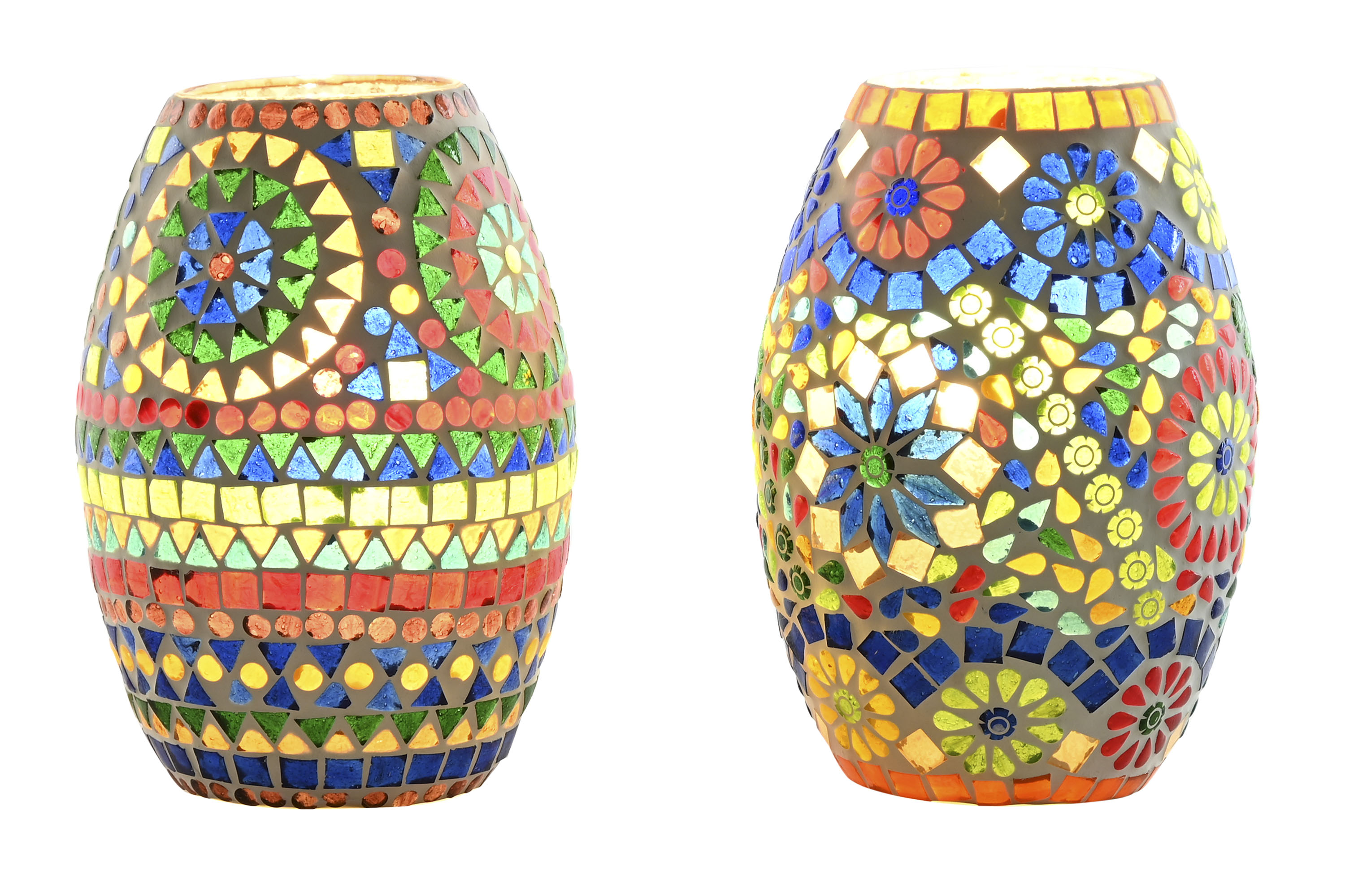 LAMPARA SOBREMESA CRISTAL 14X14X19 MOSAICO FRANJA