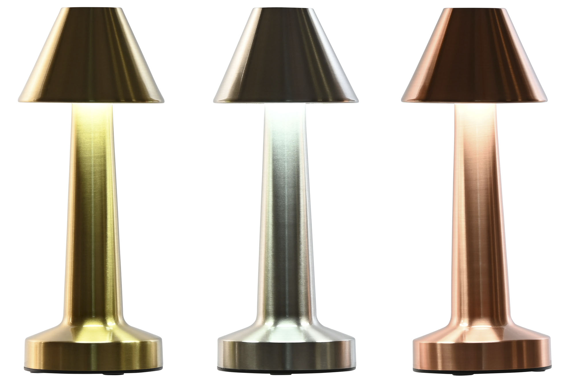 LAMPARA SOBREMESA HIERRO LED 9X9X21 TACTIL PLATA