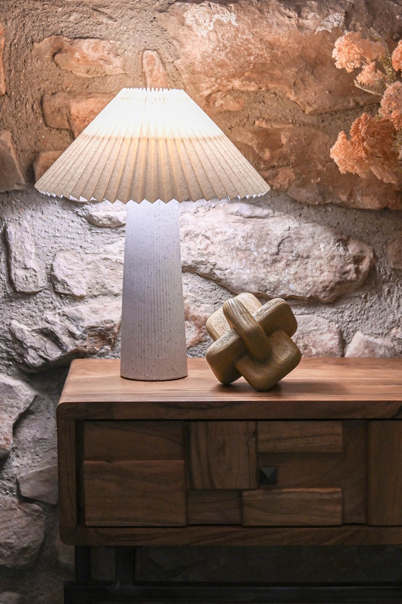 LAMPARA SOBREMESA CERAMICA POLIESTER 35X35X41 2