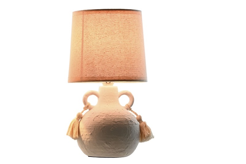 LAMPARA SOBREMESA CERAMICA 15X15X28CM BLANCA