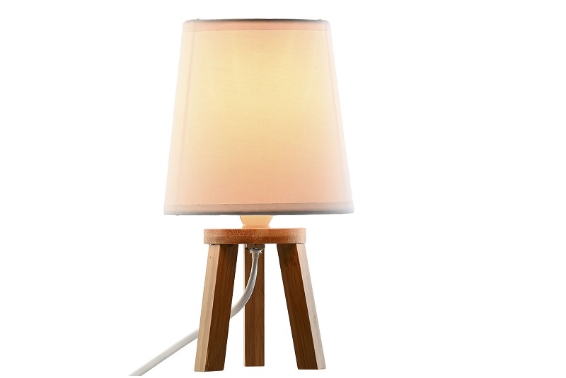 LAMPARA SOBREMESA BAMBU 13X13X24 TRIPODE BLANCA