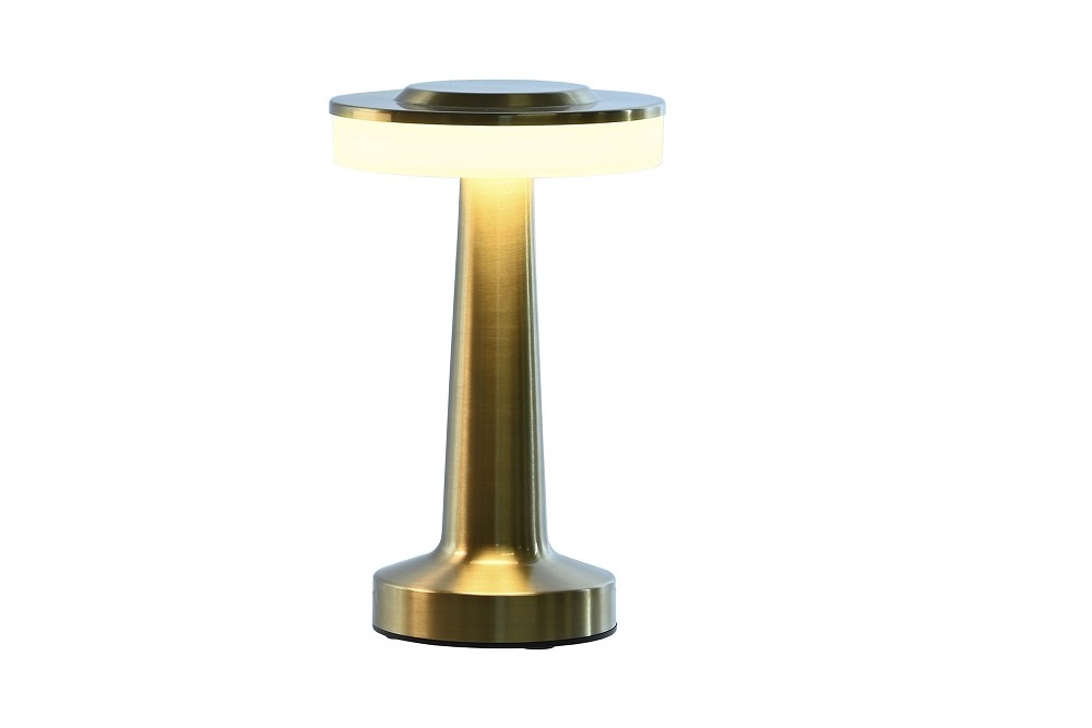 LAMPARA SOBREMESA LED 12X12X20 TACTIL ORO