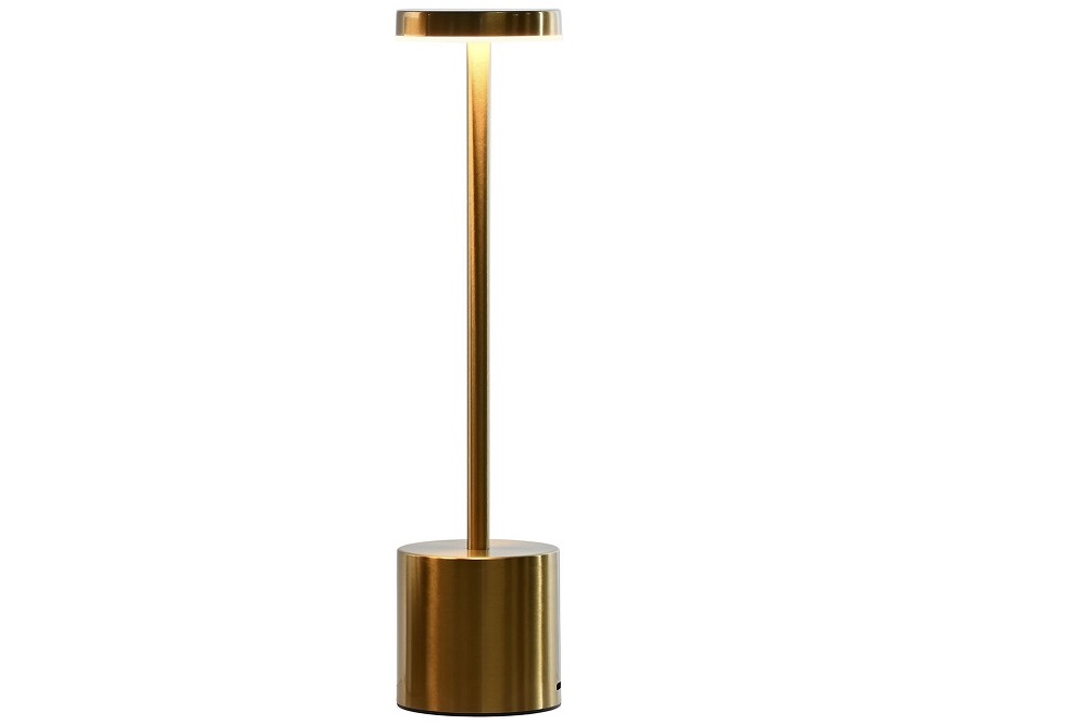 LAMPARA SOBREMESA LED METAL 8X8X34 TACTIL ORO