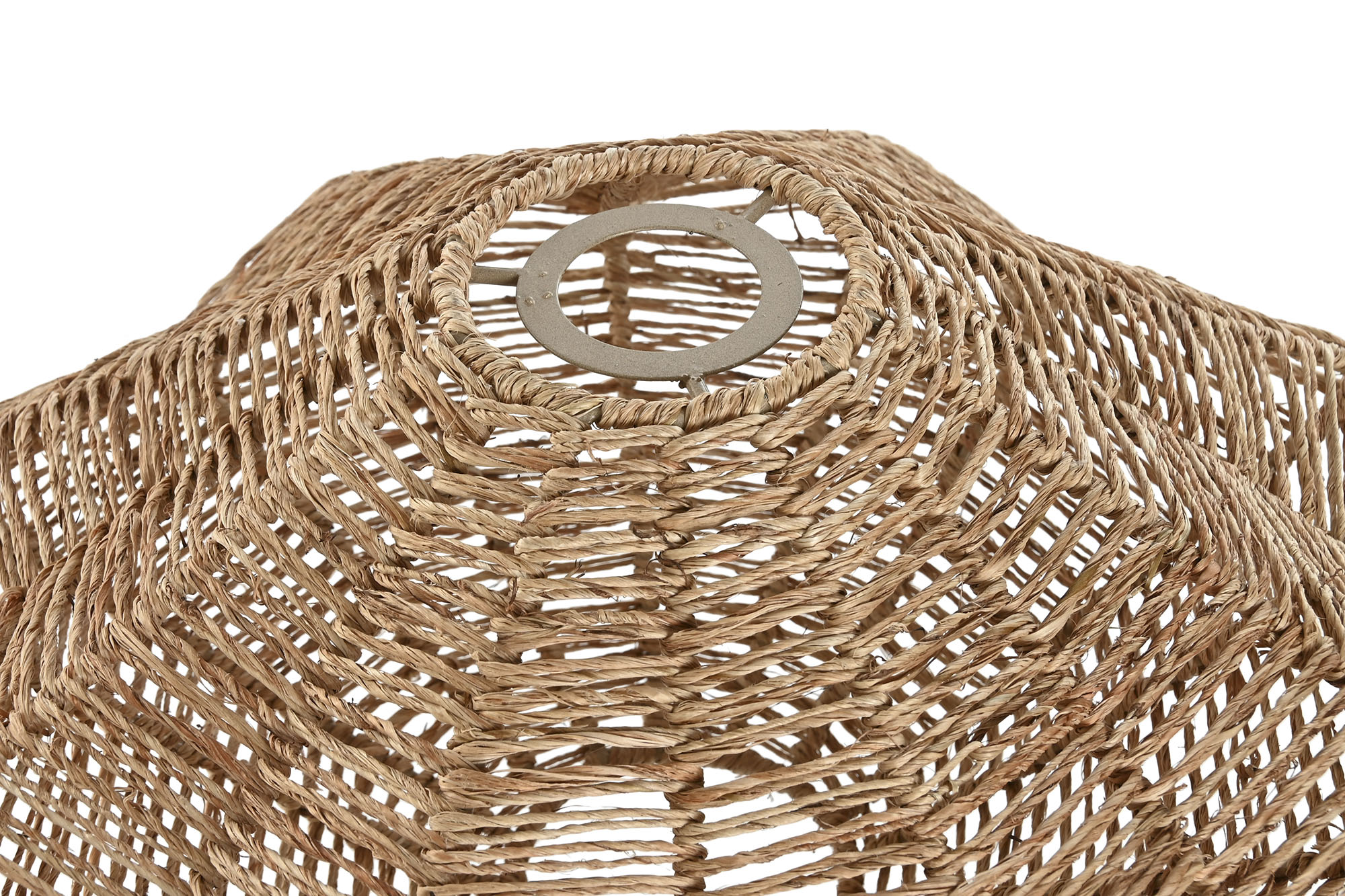 PANTALLA YUTE METAL 40X40X18 CONCHA NATURAL 3