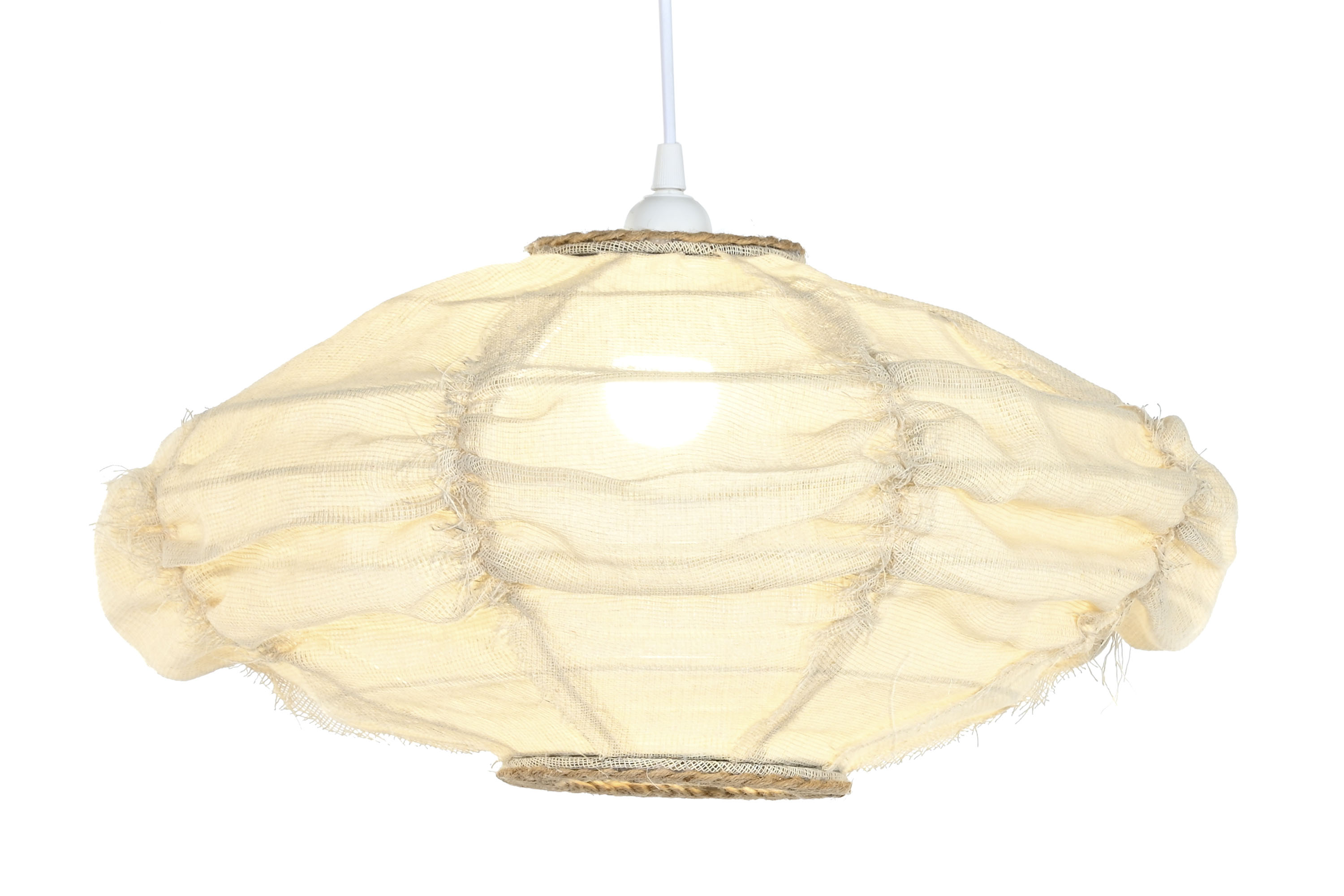 LAMPARA TECHO LINO CUERDA 45X45X20 NATURAL CRUDO 2