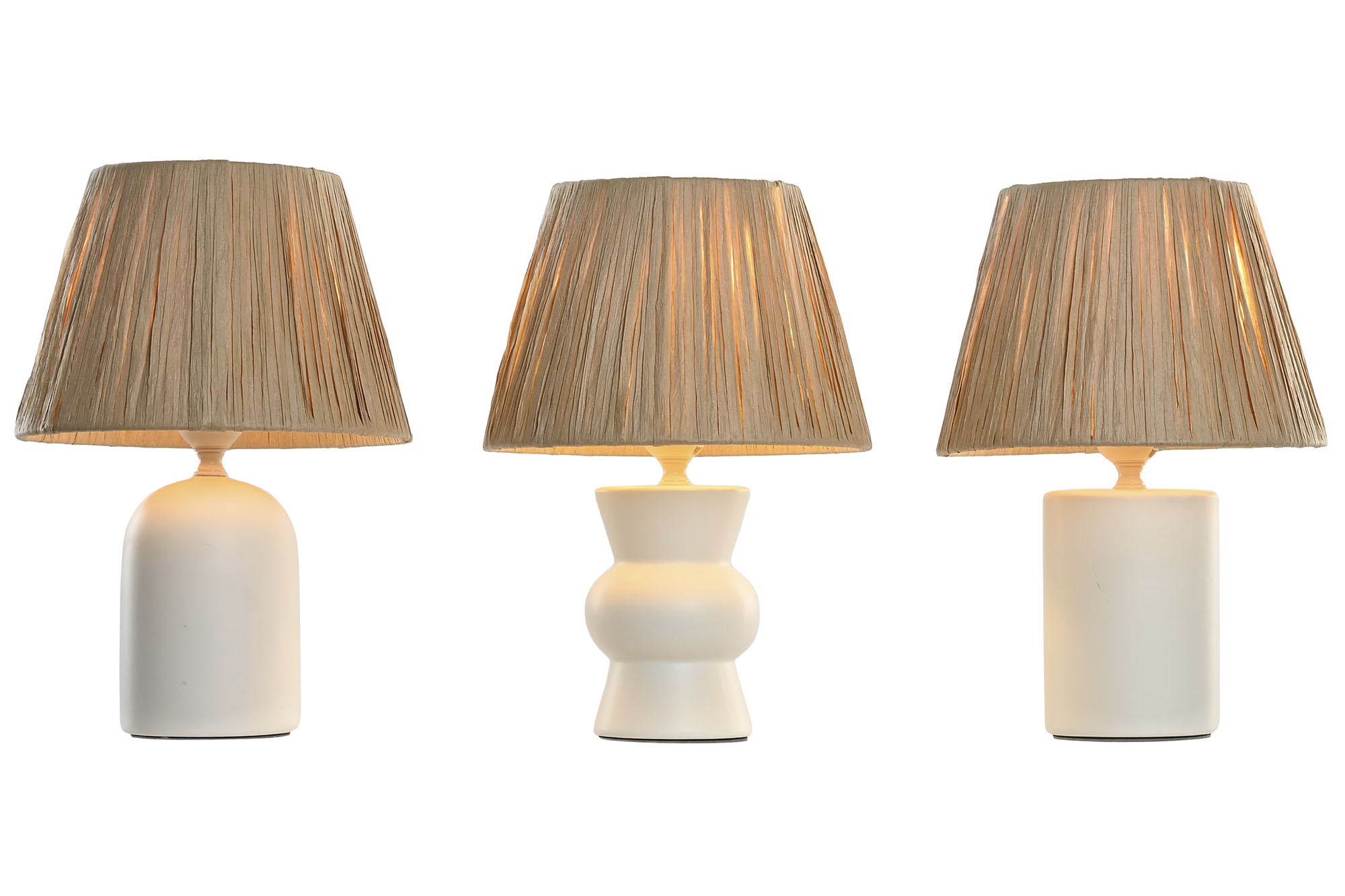 LAMPARA SOBREMESA CERAMICA RAFIA 22X22X31 ONDAS 2