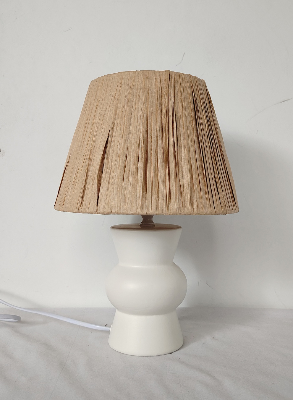 LAMPARA SOBREMESA CERAMICA RAFIA 22X22X31 ONDAS 6