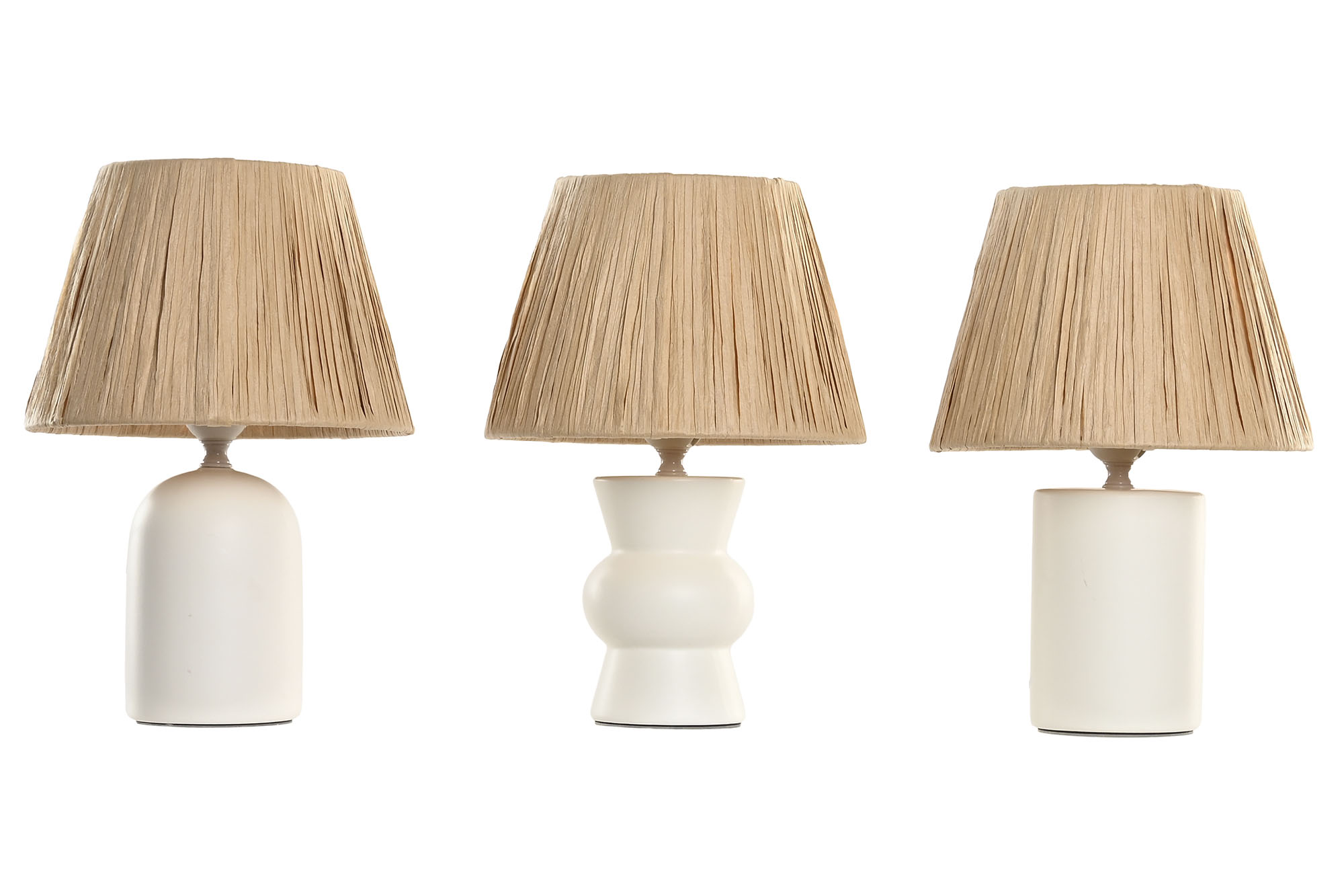 LAMPARA SOBREMESA CERAMICA RAFIA 22X22X31 ONDAS