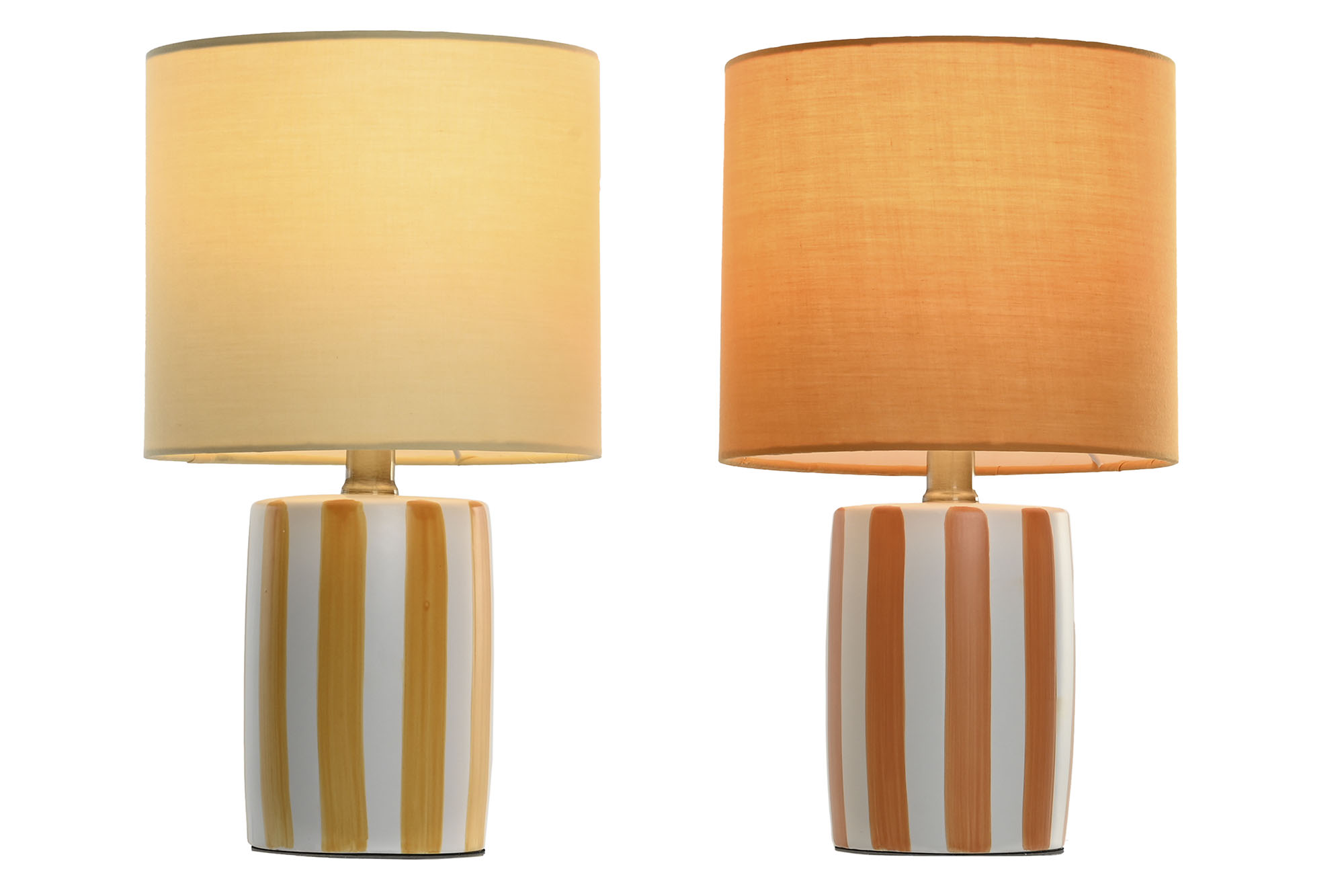 LAMPARA SOBREMESA CERAMICA 20X20X34 RAYAS MOSTAZA 2