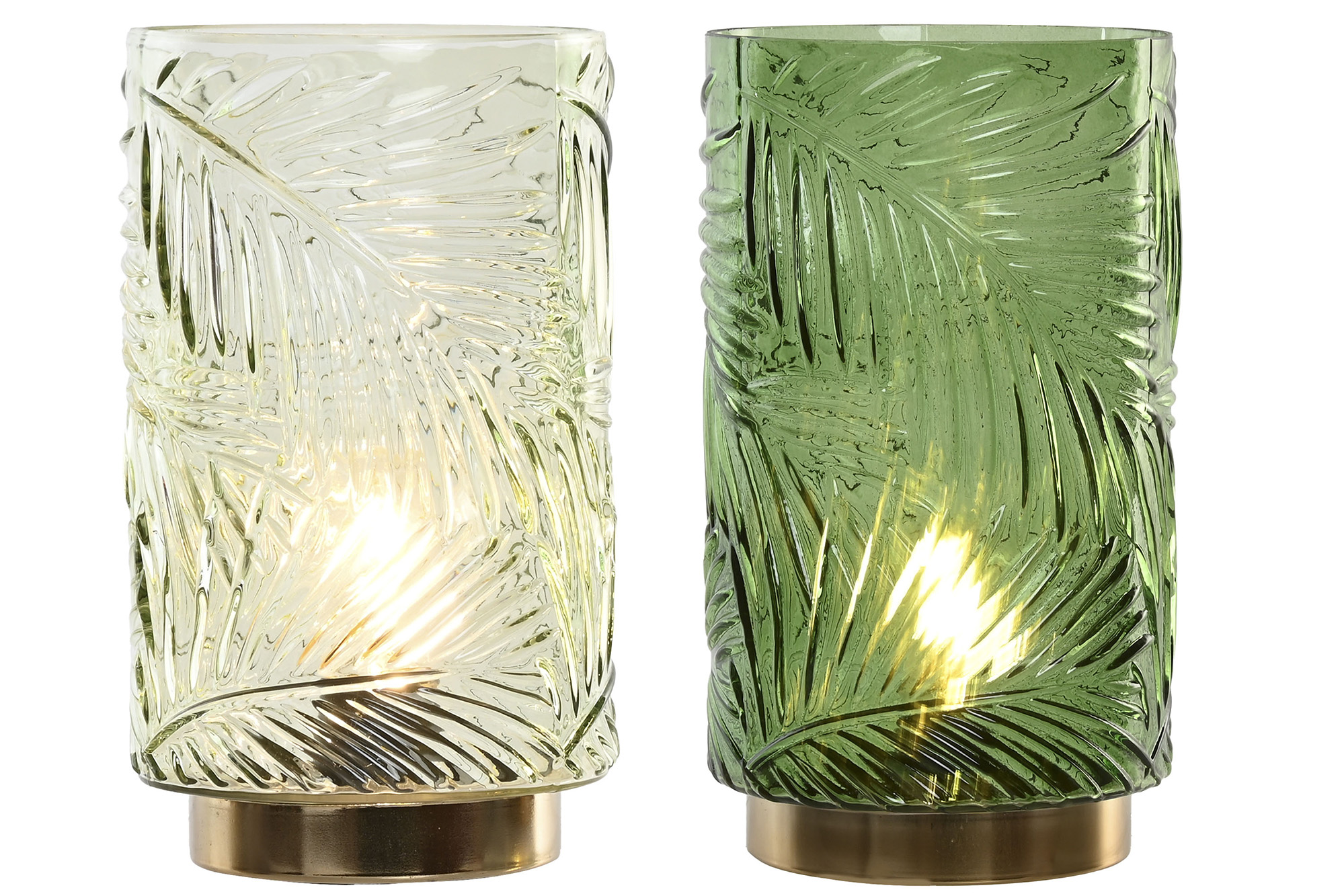 DECORACION LUMINOSA CRISTAL 14X14X26 HOJAS CLARA 2