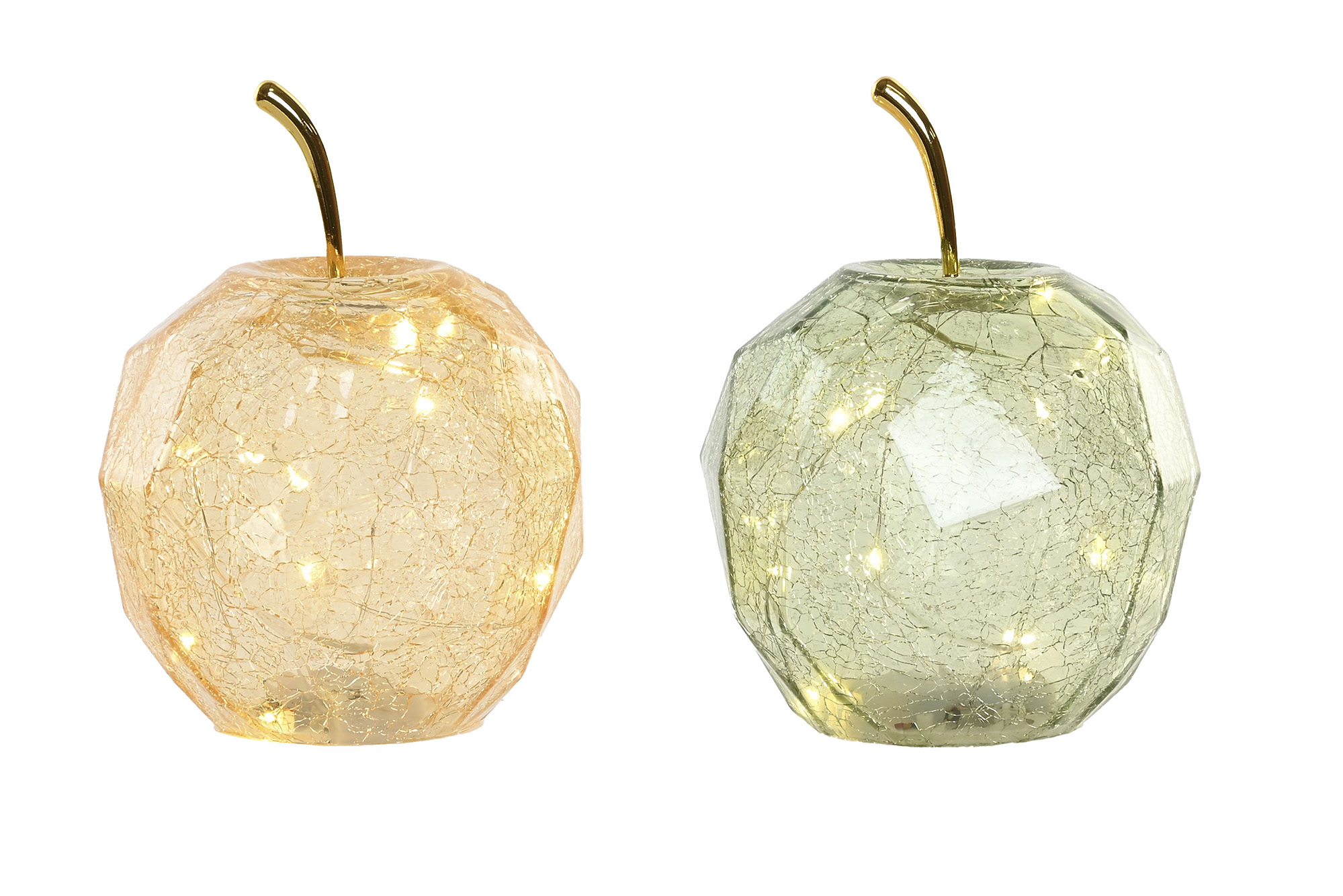 DECORACION LUMINOSA CRISTAL 14X14X19 MANZANA VERDE 2